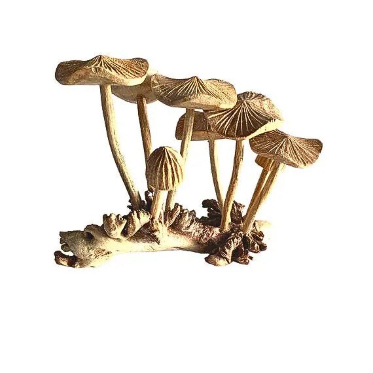 Hand Carved Mushroom Sculpture: Balinese Parasite Wood Carving, Fungi Statue