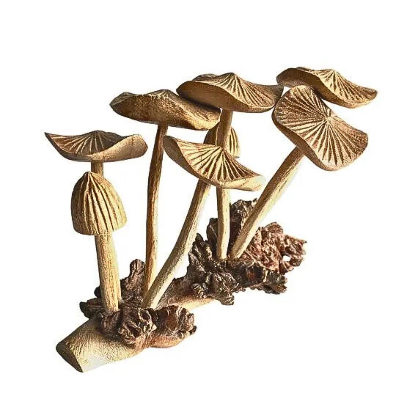 Hand Carved Mushroom Sculpture: Balinese Parasite Wood Carving, Fungi Statue