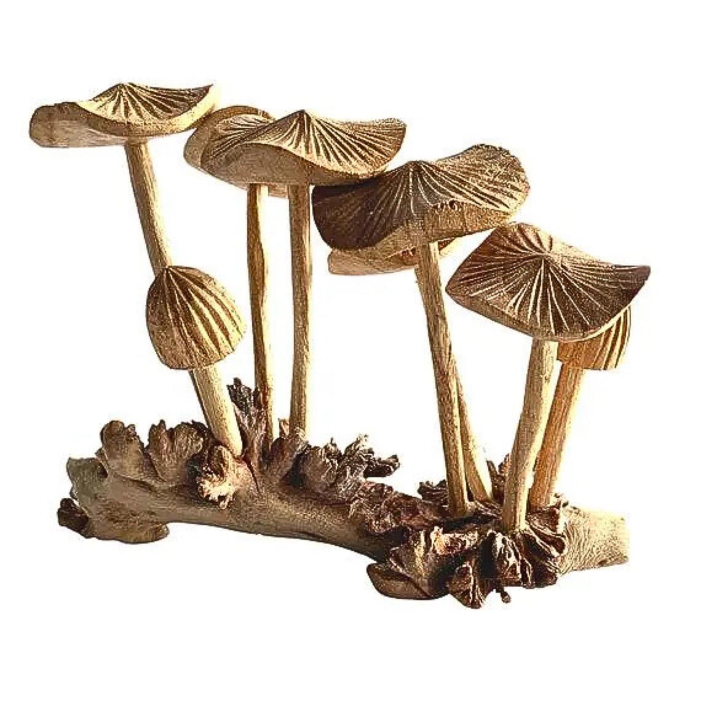 Hand Carved Mushroom Sculpture: Balinese Parasite Wood Carving, Fungi Statue