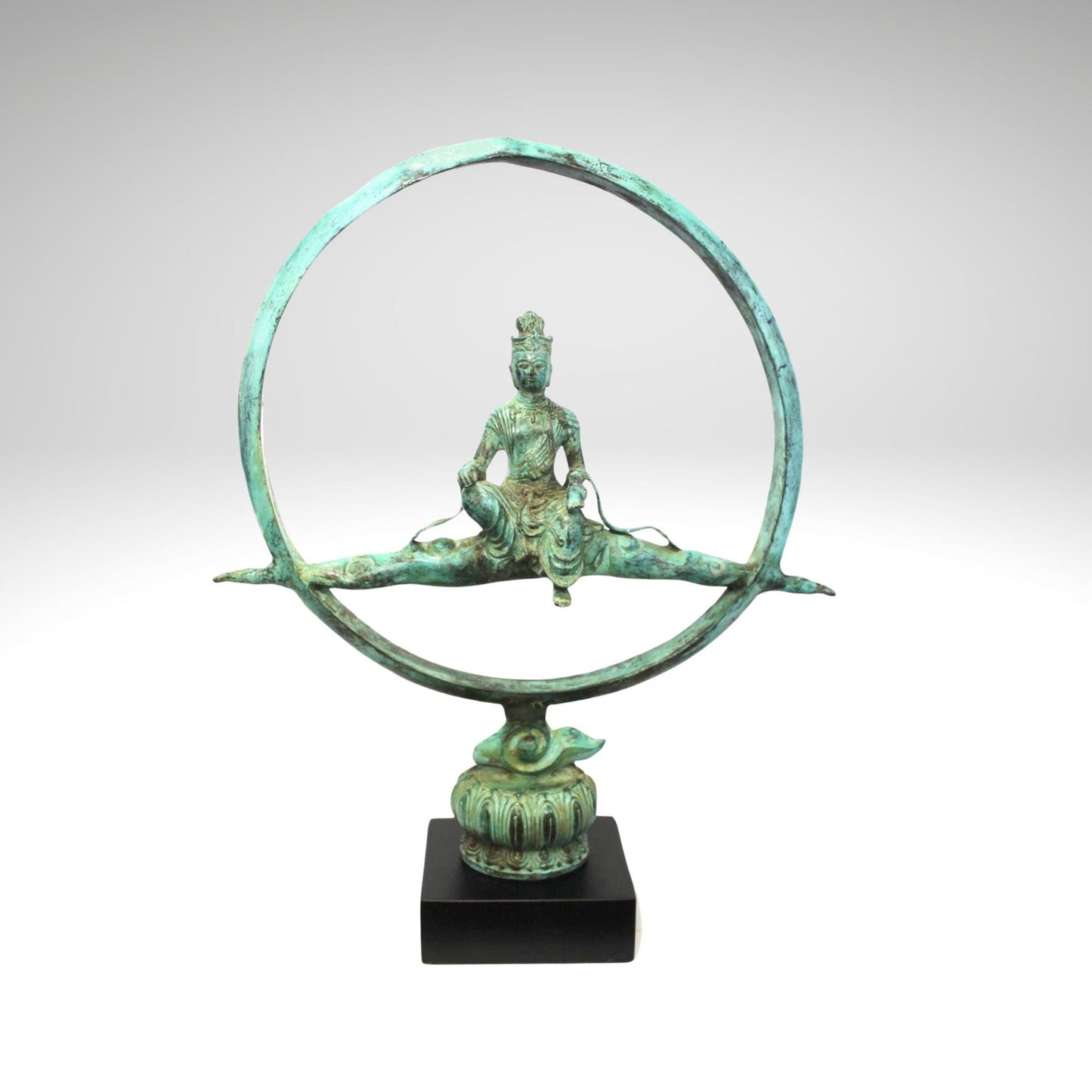 Bronze Buddha Seated on Nimbus Cloud Sculpture, Handmade Lost Wax Cast Metal, Buddhist Statue