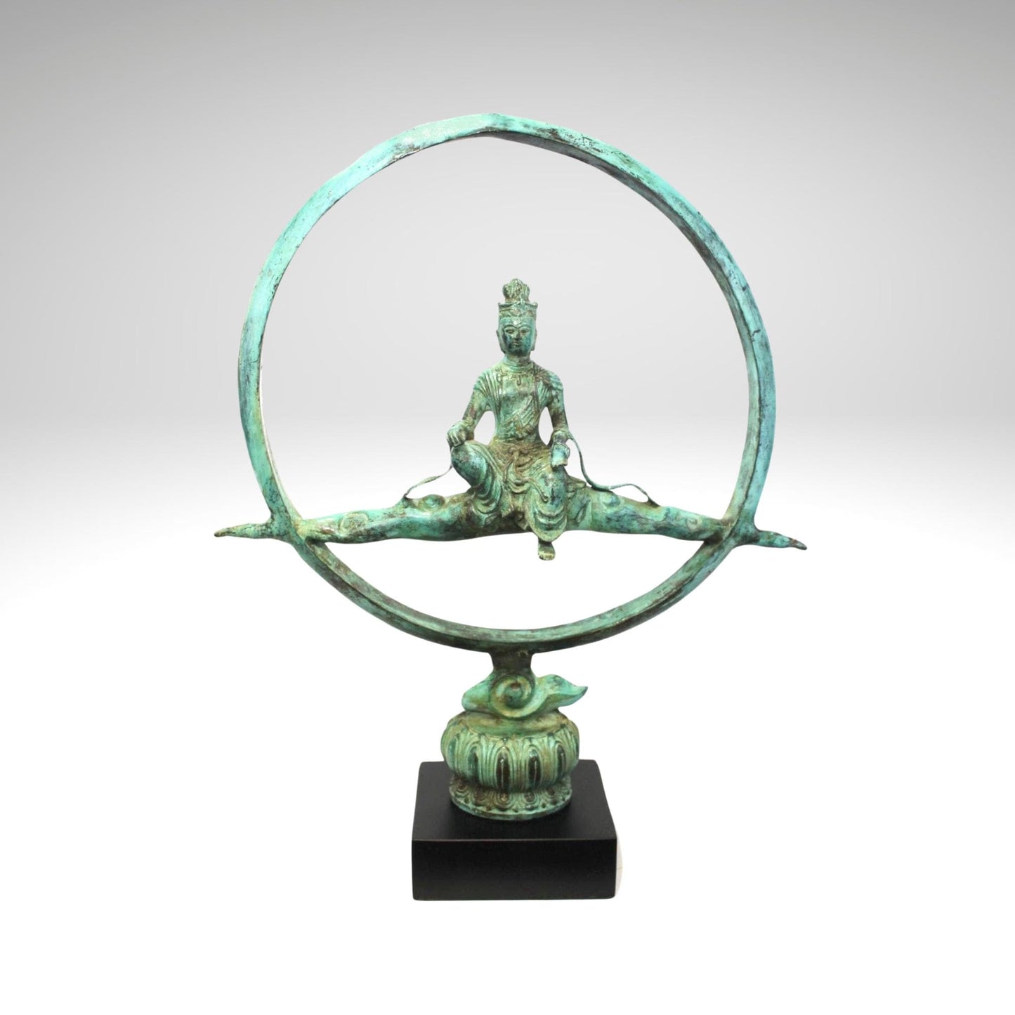 Bronze Buddha Seated on Nimbus Cloud Sculpture, Handmade Lost Wax Cast Metal, Buddhist Statue