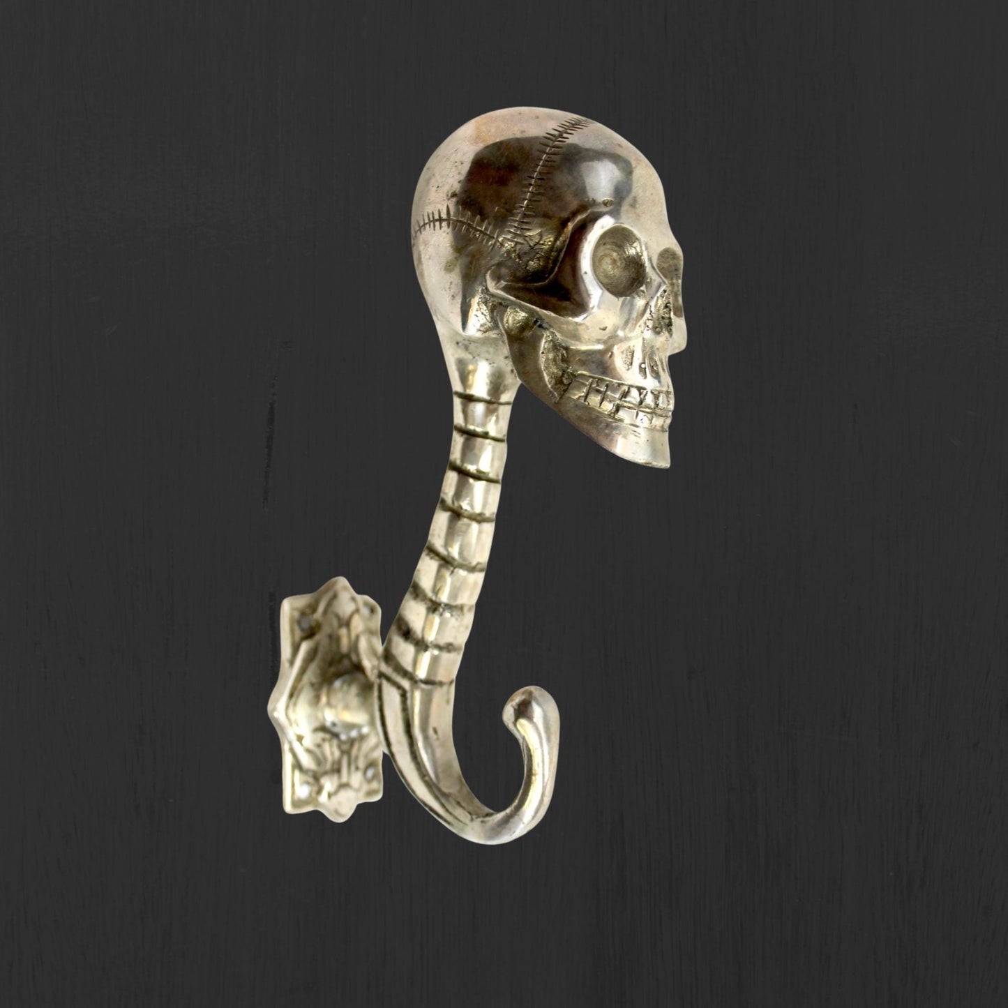 Handmade Bronze Gothic Skull Coat Hook: Balinese Lost Wax Cast Metal Wall Hook