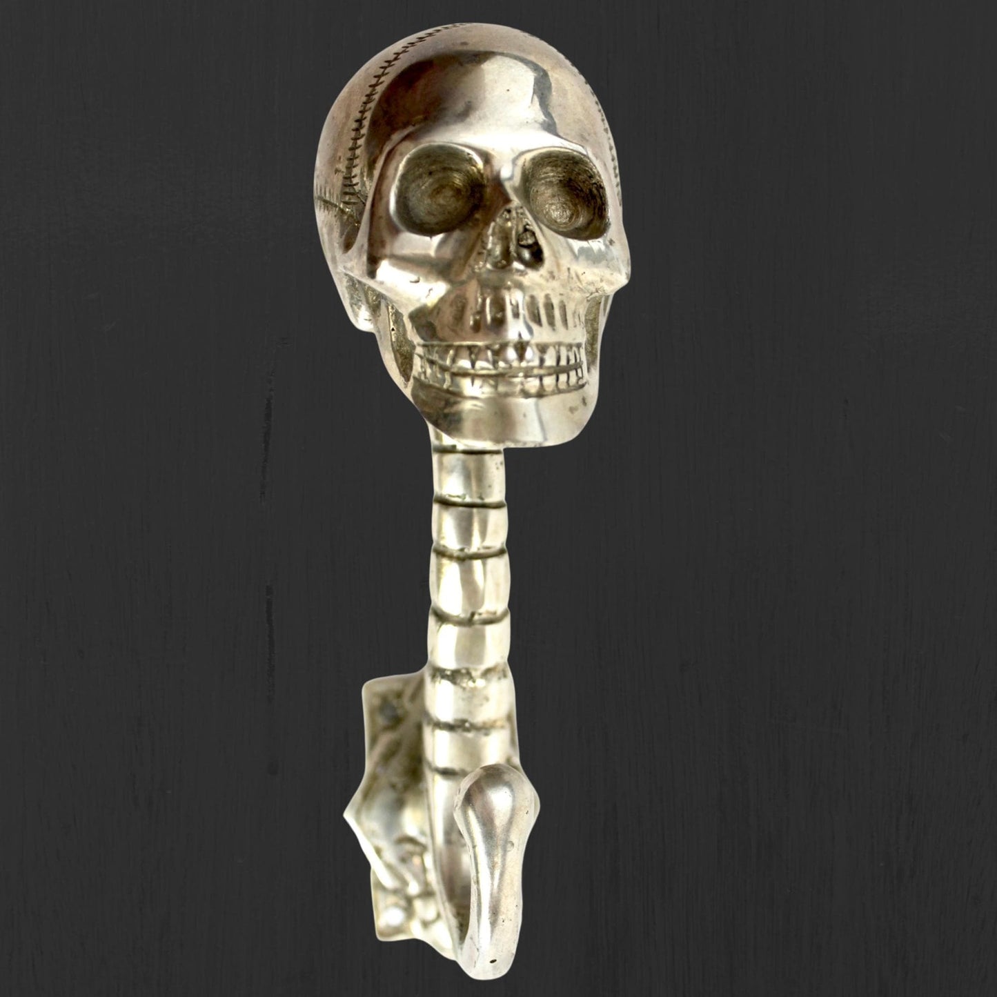 Handmade Bronze Gothic Skull Coat Hook: Balinese Lost Wax Cast Metal Wall Hook