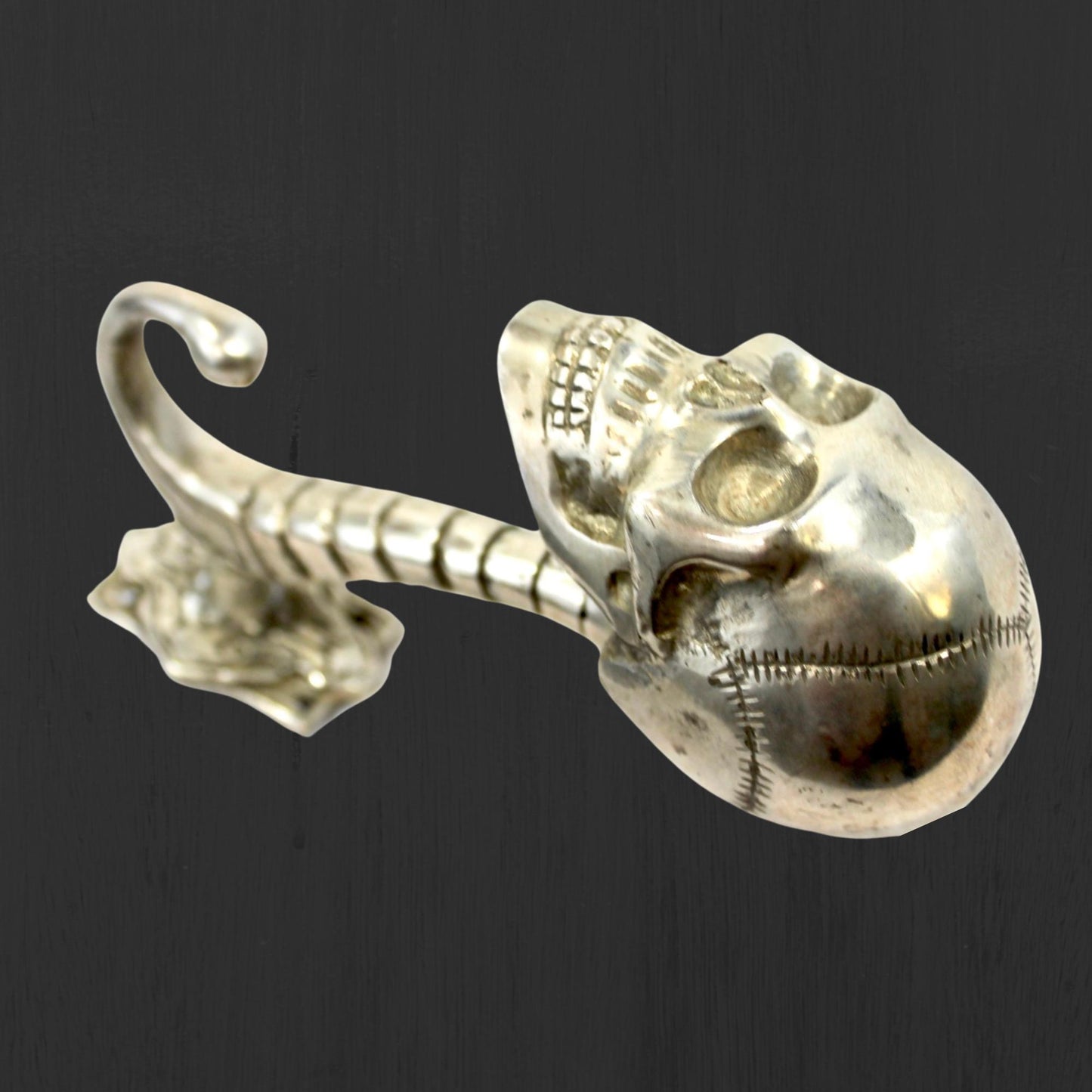 Handmade Bronze Gothic Skull Coat Hook: Balinese Lost Wax Cast Metal Wall Hook