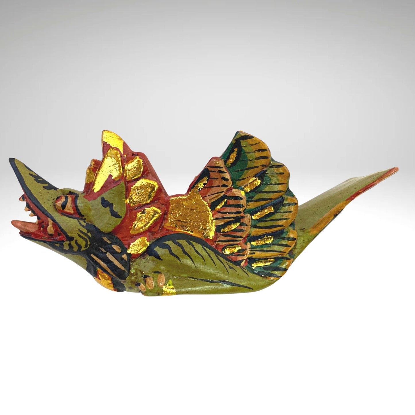 Bali Folk Art Ornament Set: Hand Carved Garuda and Dragon Wood Decoration