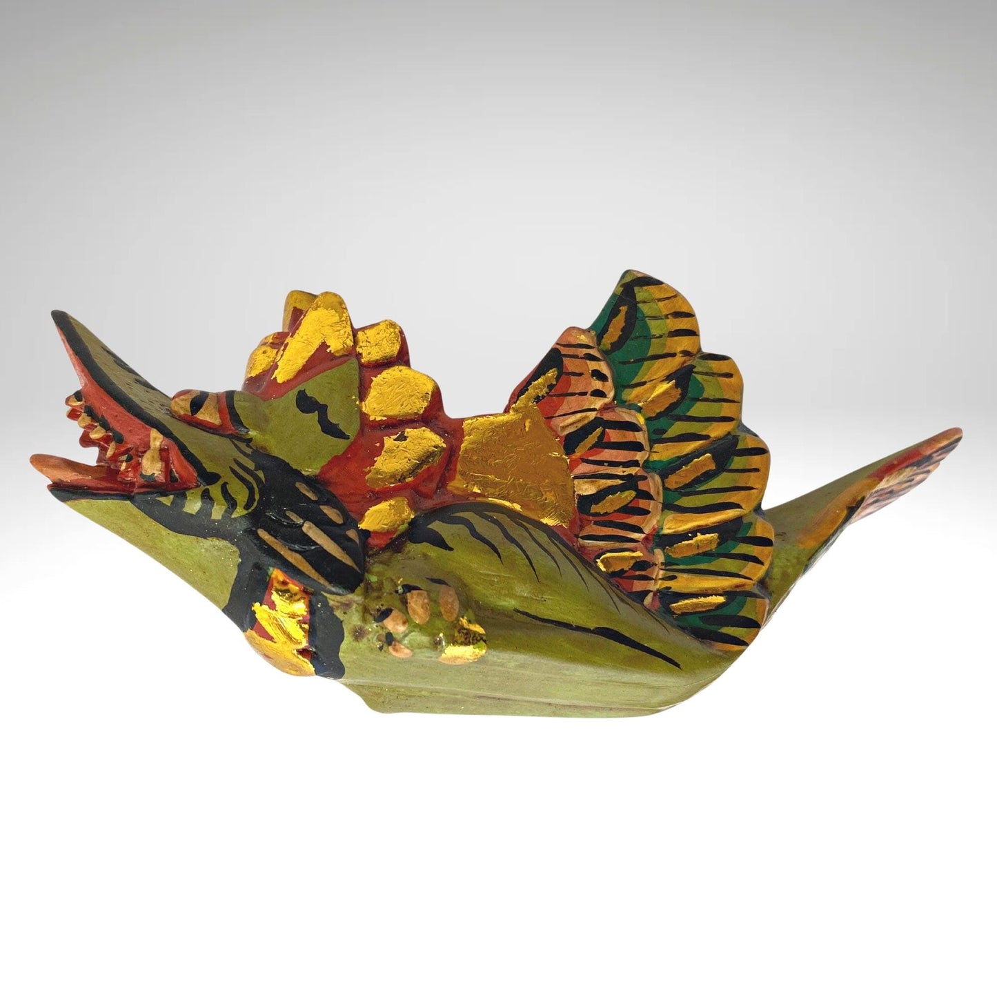 Bali Folk Art Ornament Set: Hand Carved Garuda and Dragon Wood Decoration