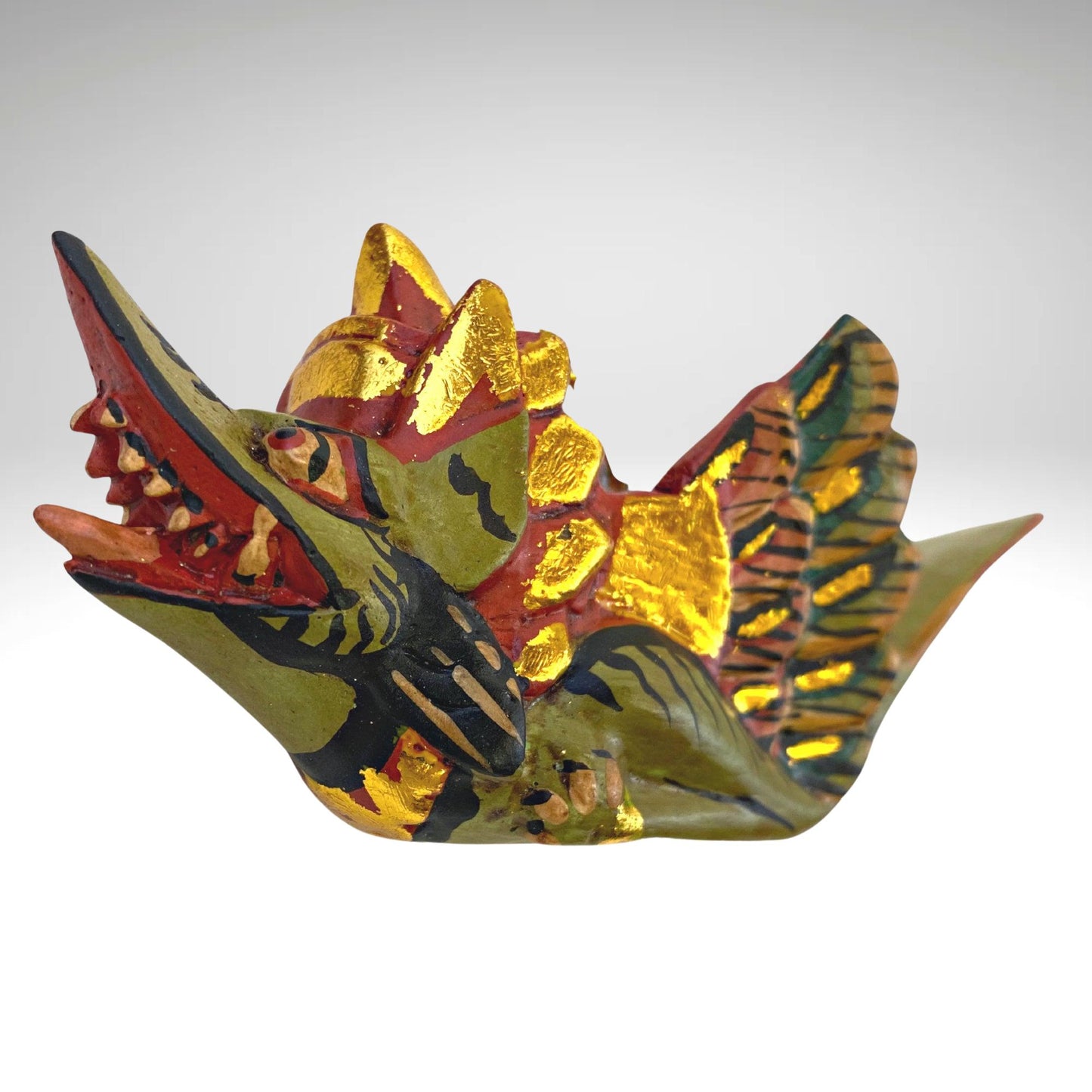 Bali Folk Art Ornament Set: Hand Carved Garuda and Dragon Wood Decoration