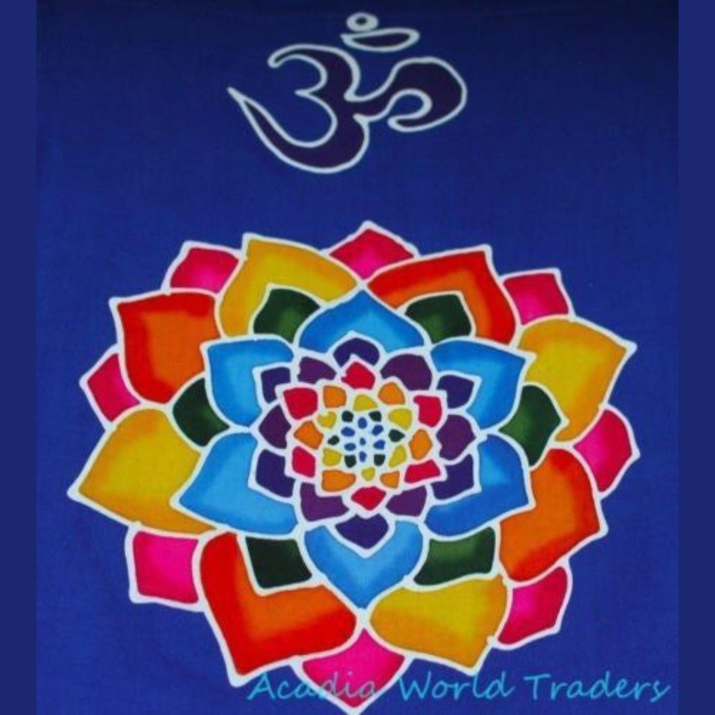 Hand Batik Chakra Wall Hanging: Sacred Lotus Mandala Art - 72"