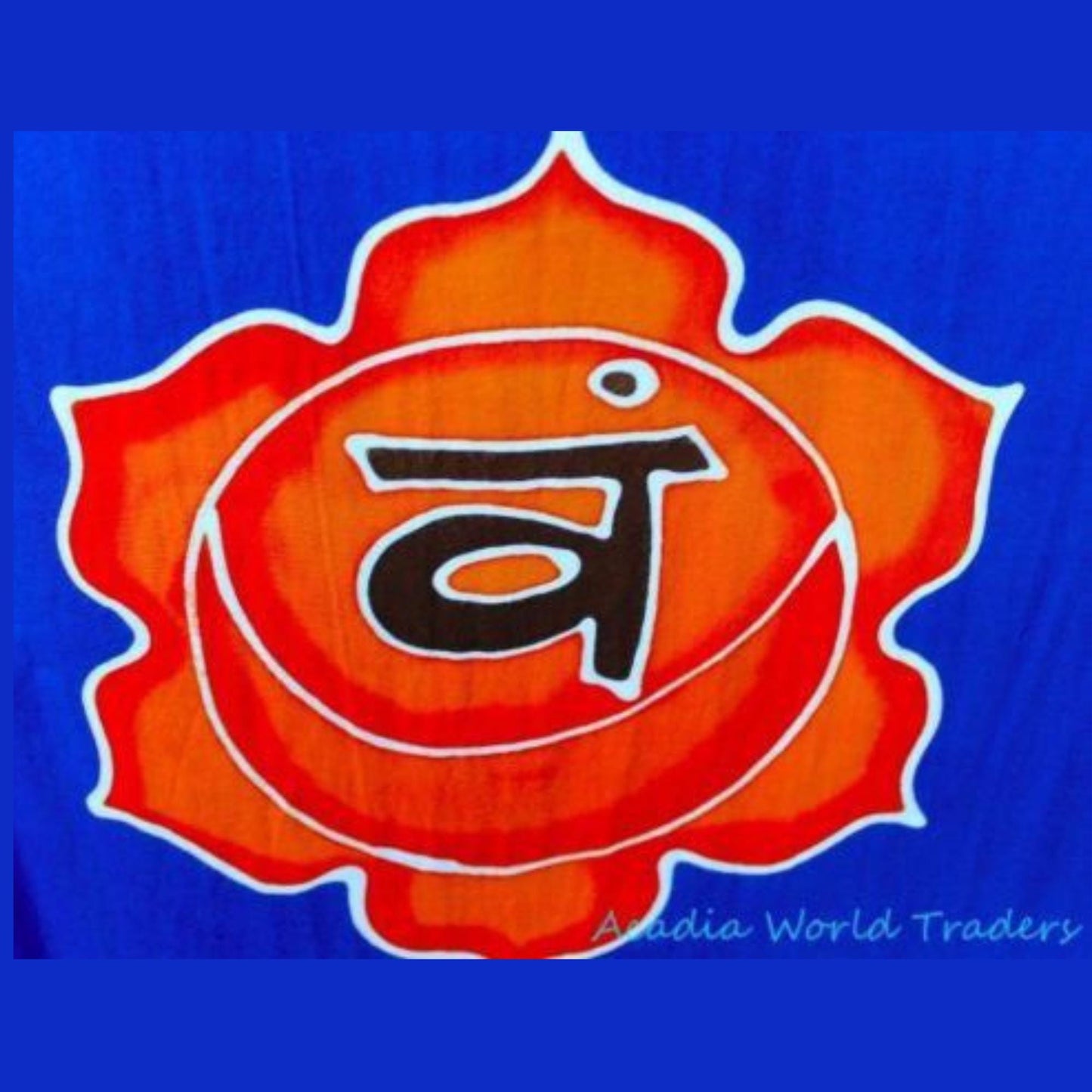 Hand Batik Chakra Wall Hanging: Sacred Lotus Mandala Art - 72"