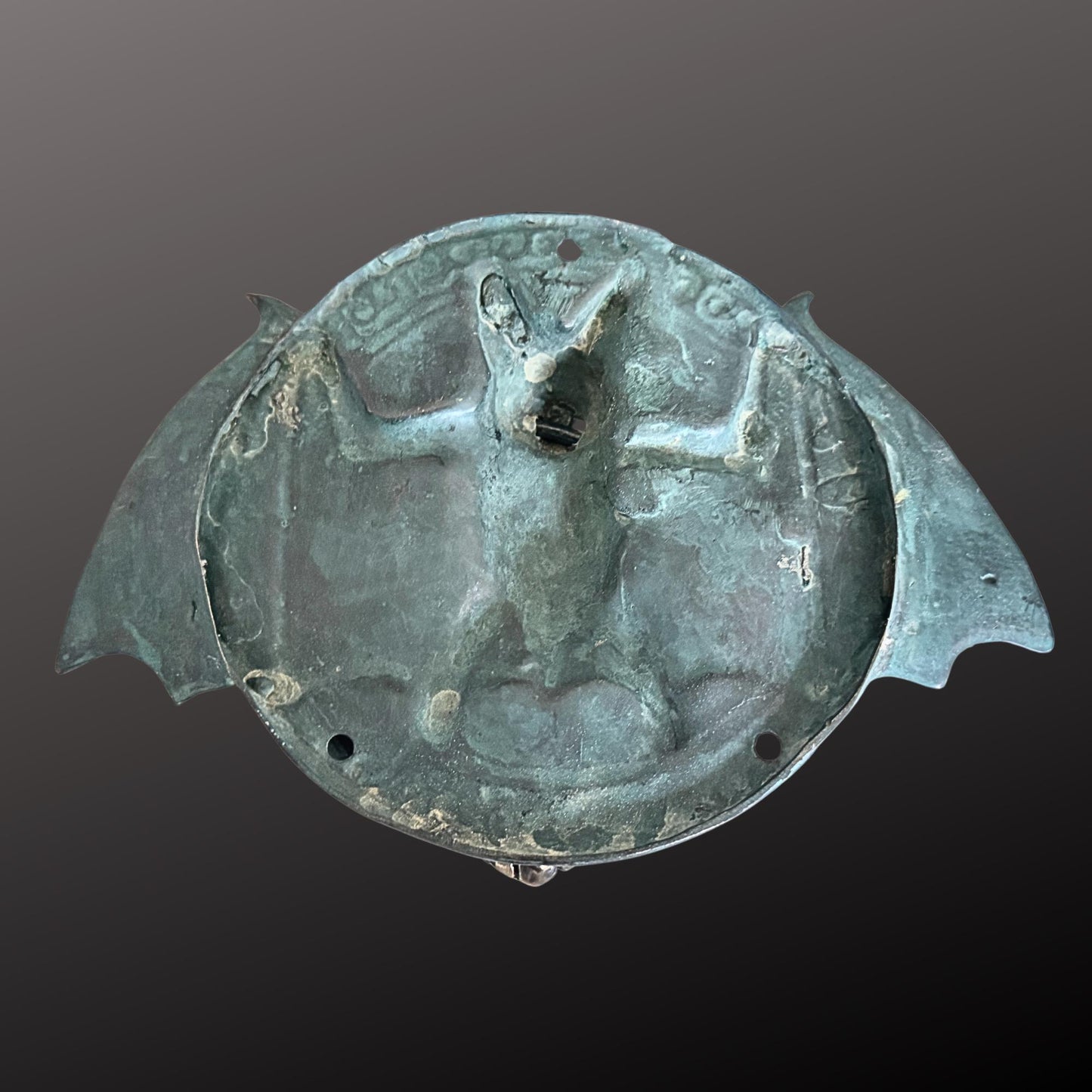 Gothic Bronze Bat Door Knocker: Metal Door Pull, Verdigris Patina, Bali Art