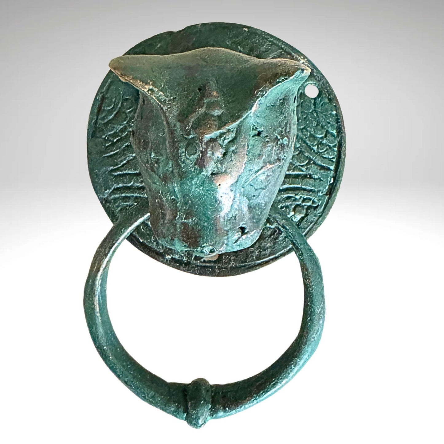 Cat Door Knocker handle knob Pull lost wax Cast Verdigris Bronze Bali Art