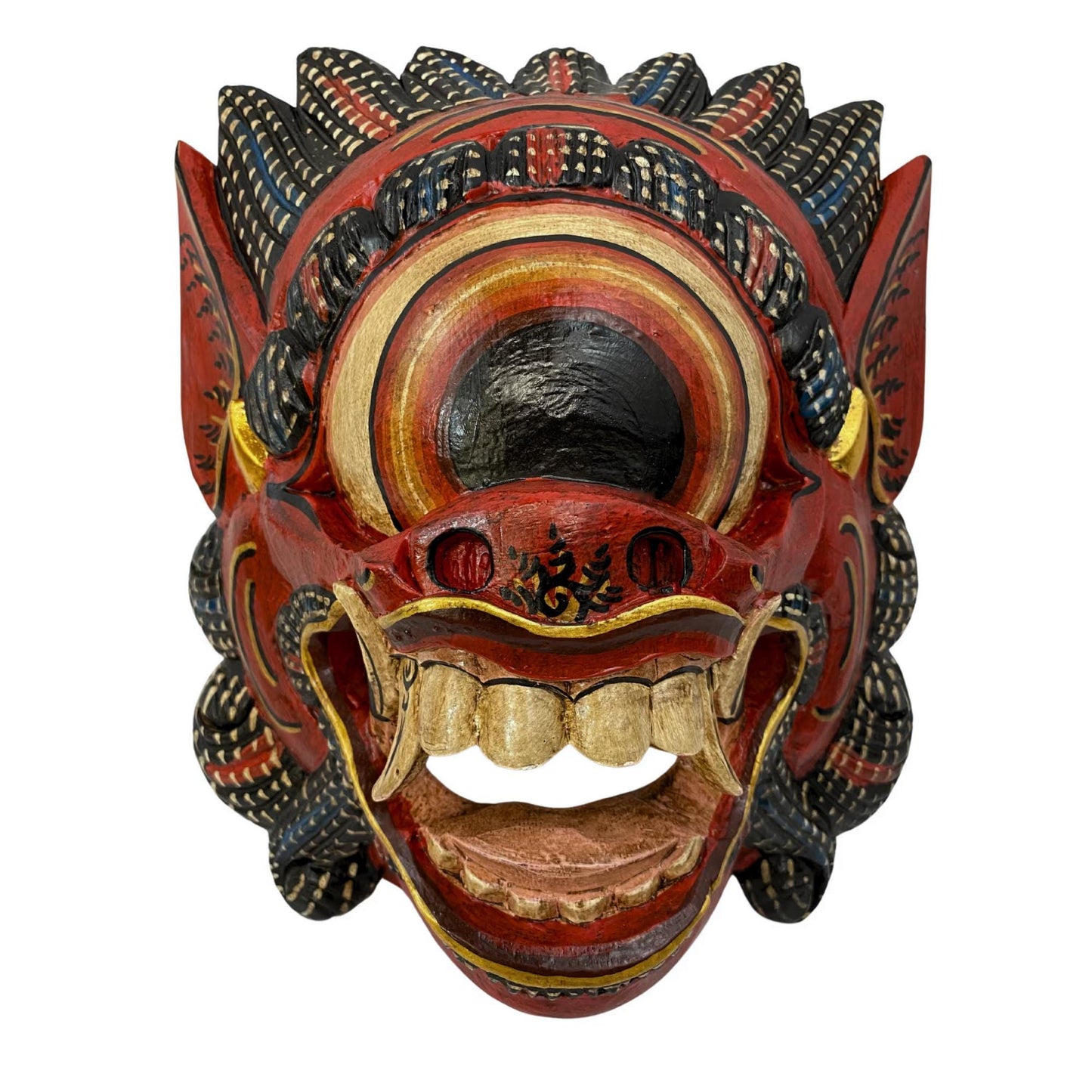 Balinese Cyclops Demon Mask, One Eyed Monster Rakshasa, Hand Carved Wood Bali Folk Art