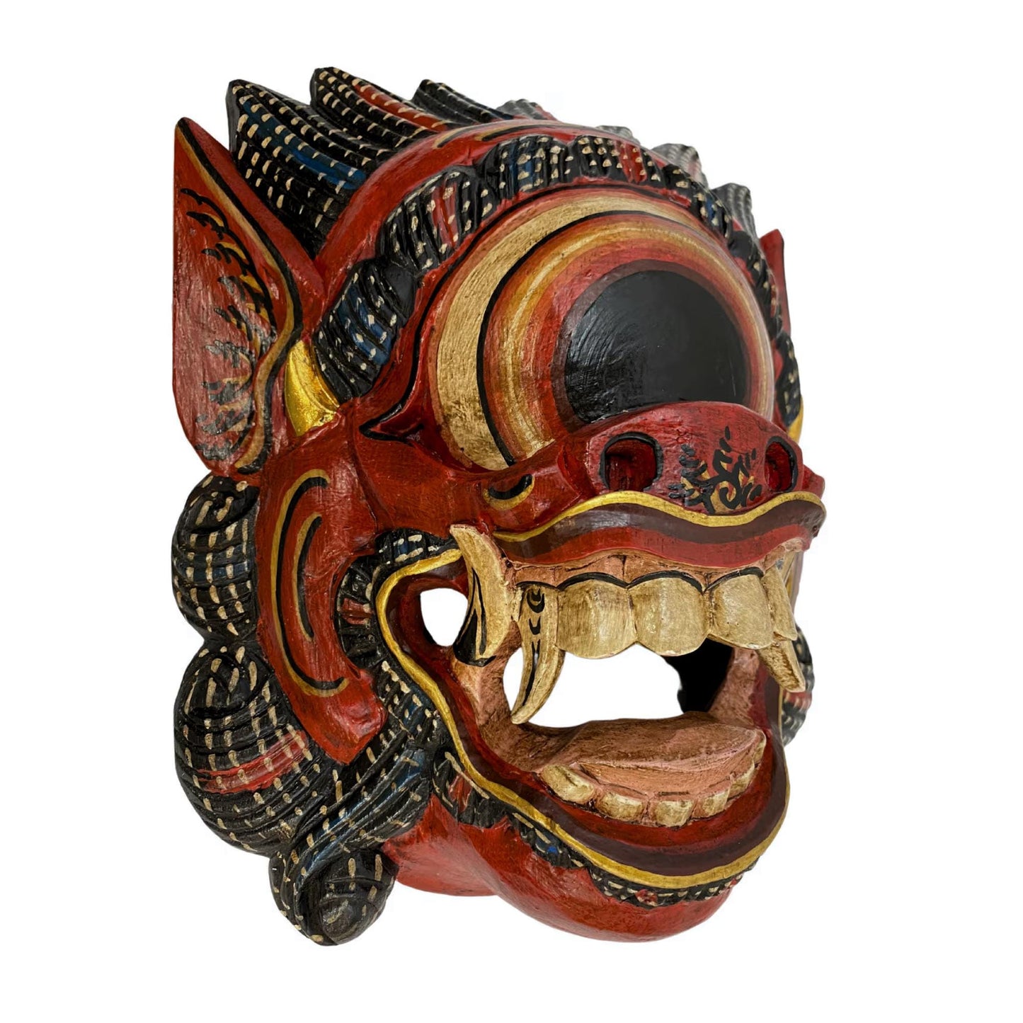 Balinese Cyclops Demon Mask, One Eyed Monster Rakshasa, Hand Carved Wood Bali Folk Art