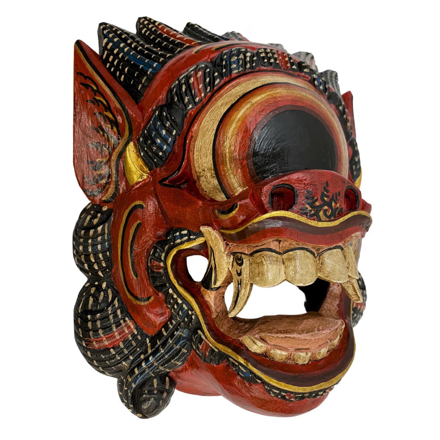 Balinese Cyclops Demon Mask, One Eyed Monster Rakshasa, Hand Carved Wood Bali Folk Art