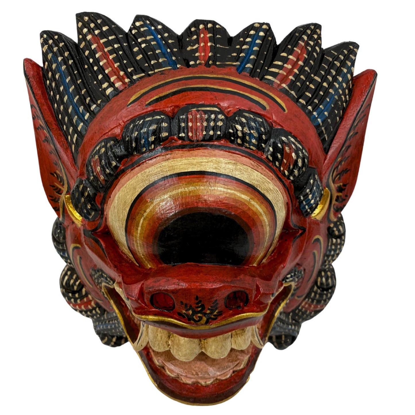 Balinese Cyclops Demon Mask, One Eyed Monster Rakshasa, Hand Carved Wood Bali Folk Art