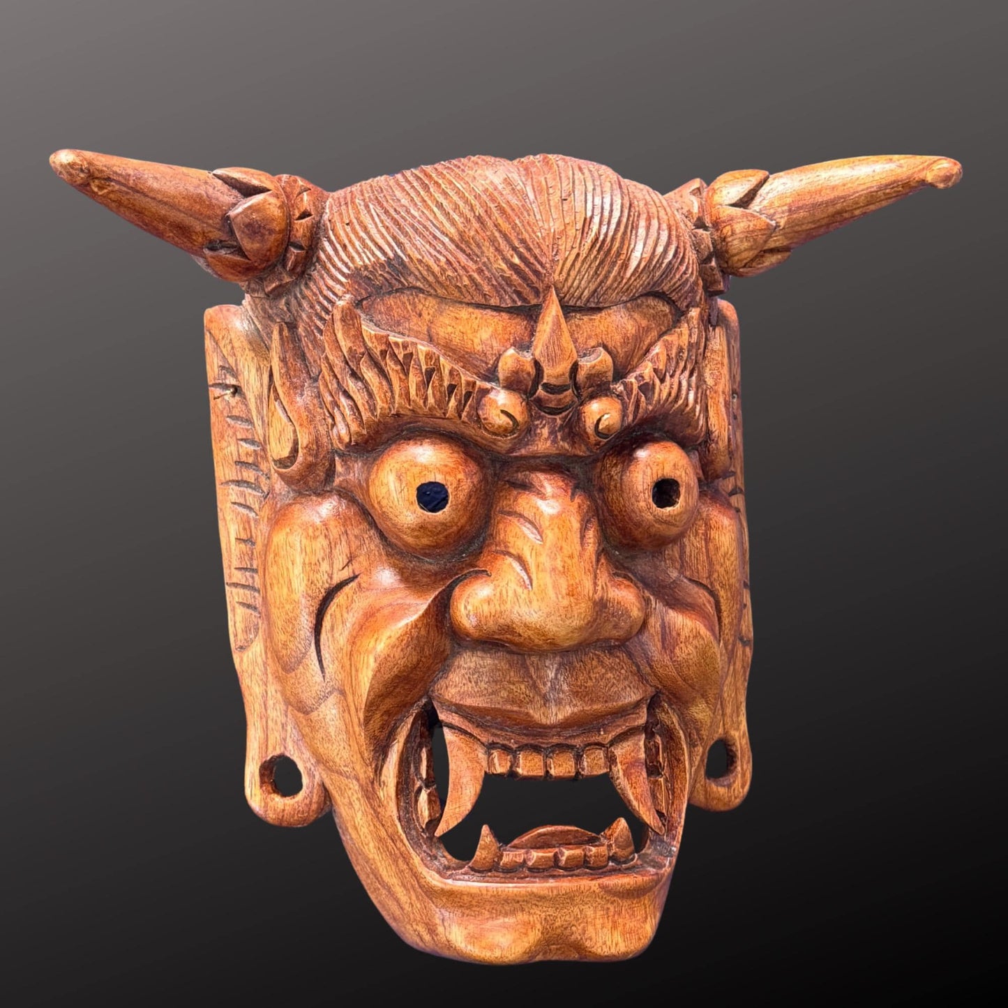 Hand Carved Hannya Mask: Balinese Noh Theater Wall Art