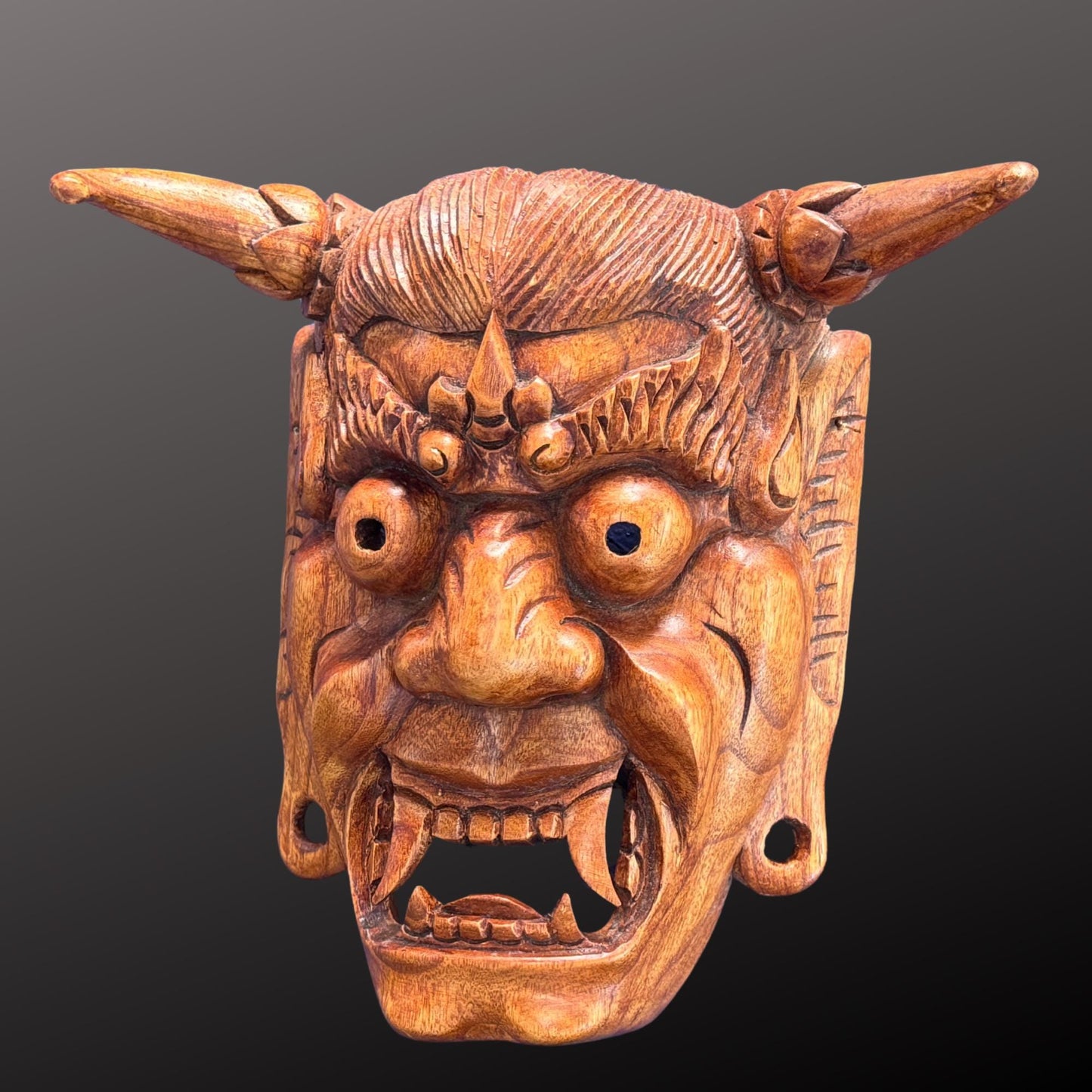 Hand Carved Hannya Mask: Balinese Noh Theater Wall Art