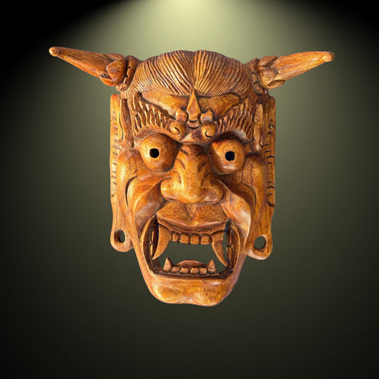 Hand Carved Hannya Mask: Balinese Noh Theater Wall Art - Acadia World Traders