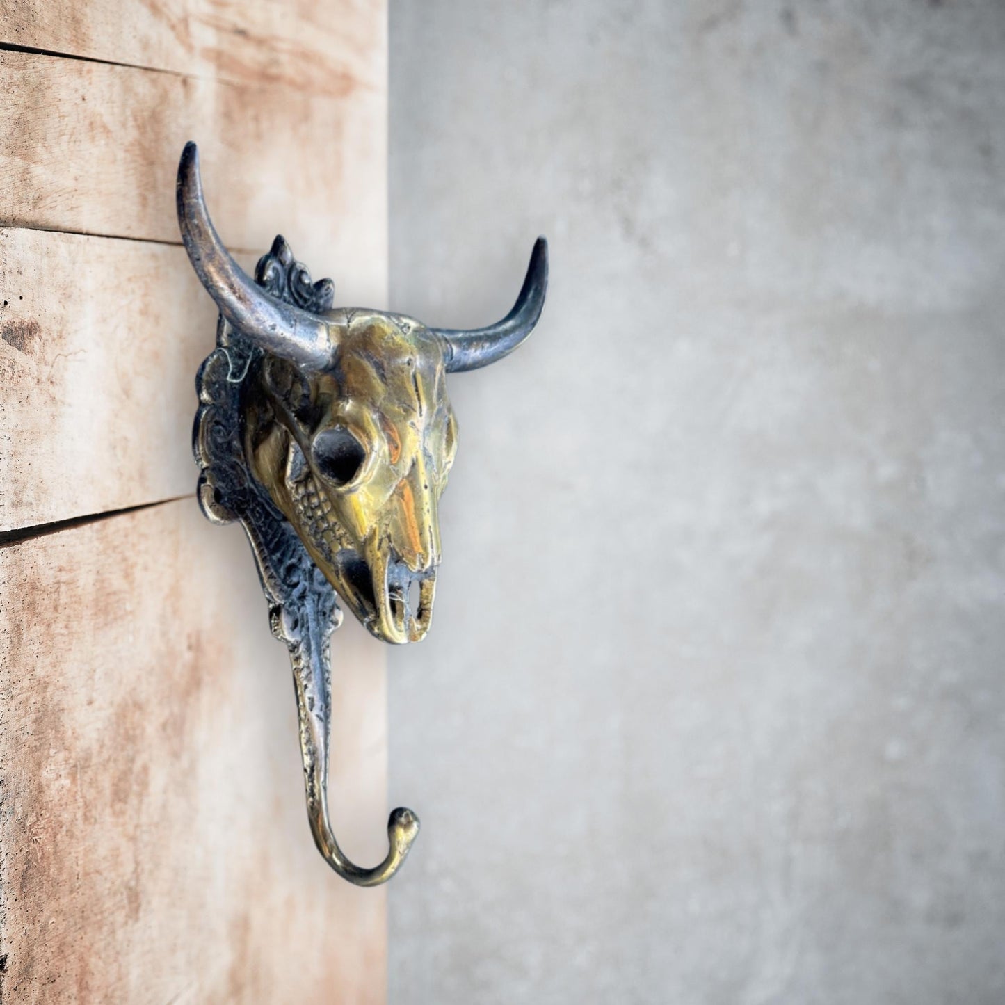 Steer Bull  bronze Cow wall Hook Unique Home Storage Rustic Lodge Boho Decor Gold