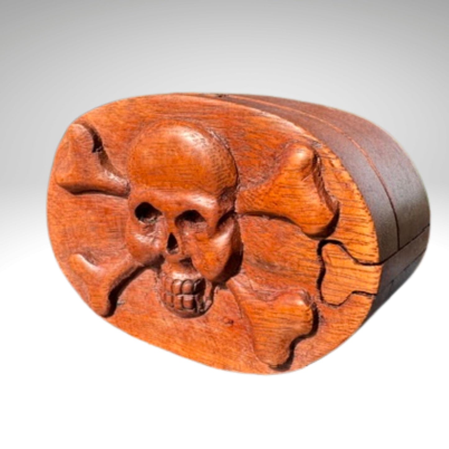 Hand Carved Skull Puzzle Box: Gothic Pirate Jolly Rogers Stash Box, Suar Wood Art