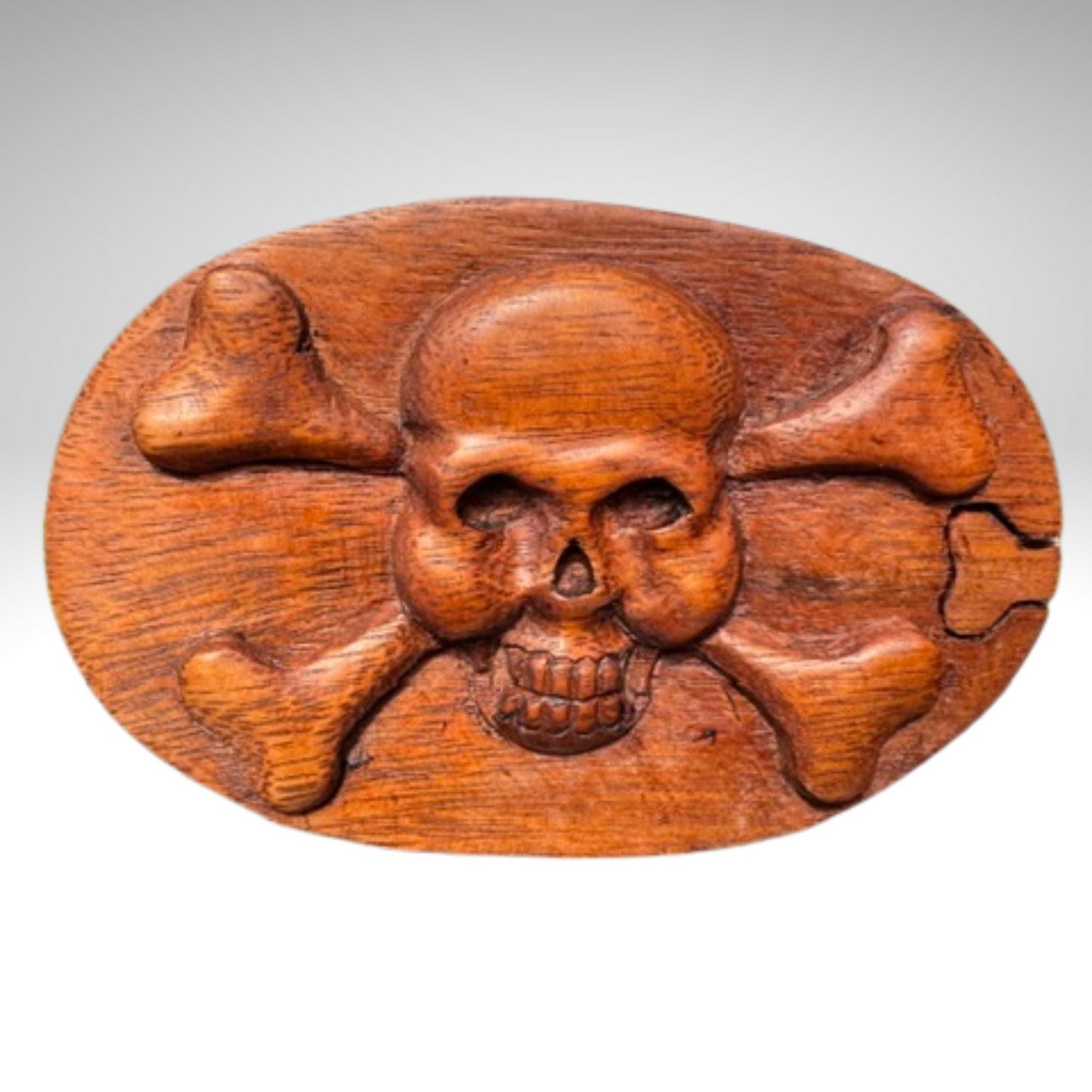 Hand Carved Skull Puzzle Box: Gothic Pirate Jolly Rogers Stash Box, Suar Wood Art