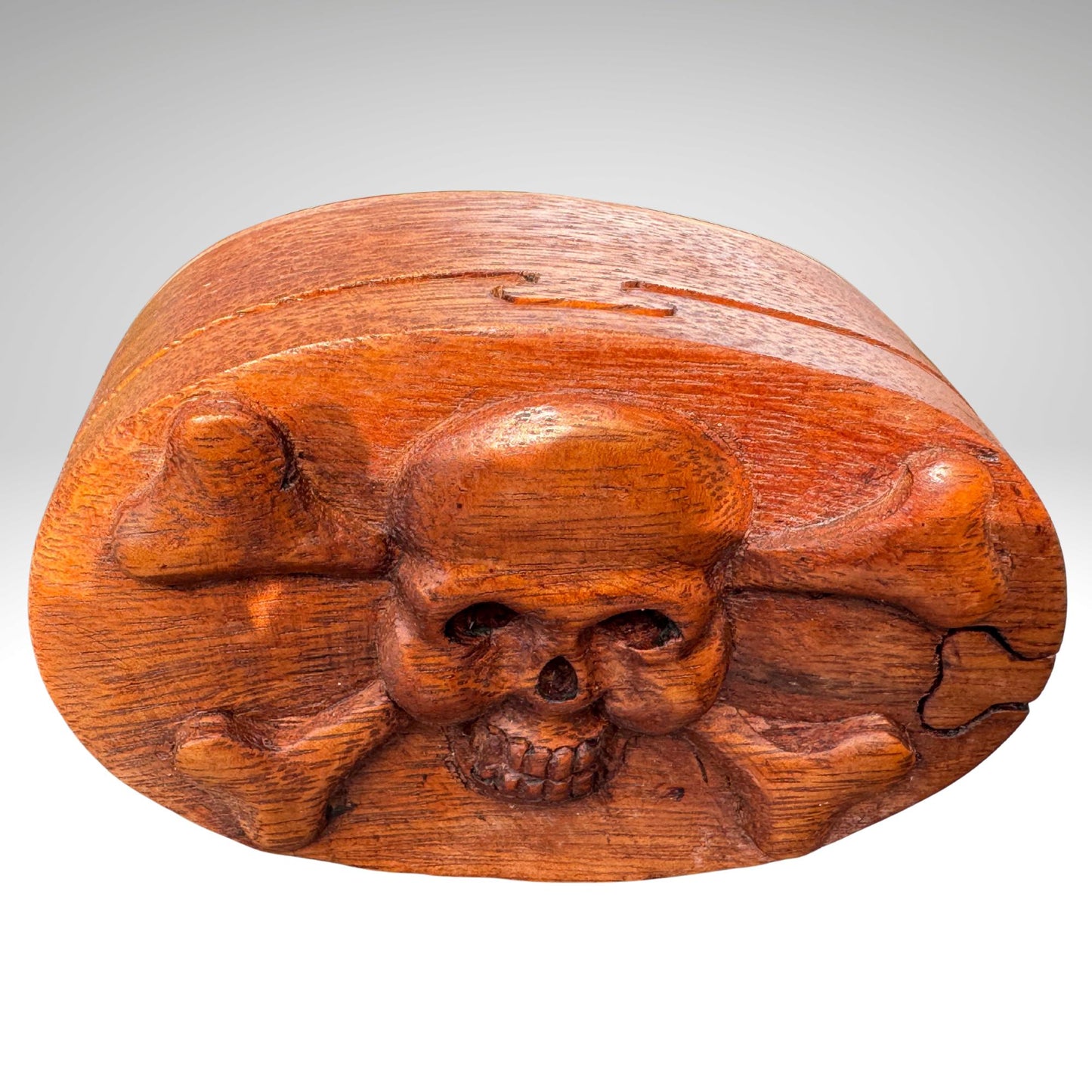 Hand Carved Skull Puzzle Box: Gothic Pirate Jolly Rogers Stash Box, Suar Wood Art
