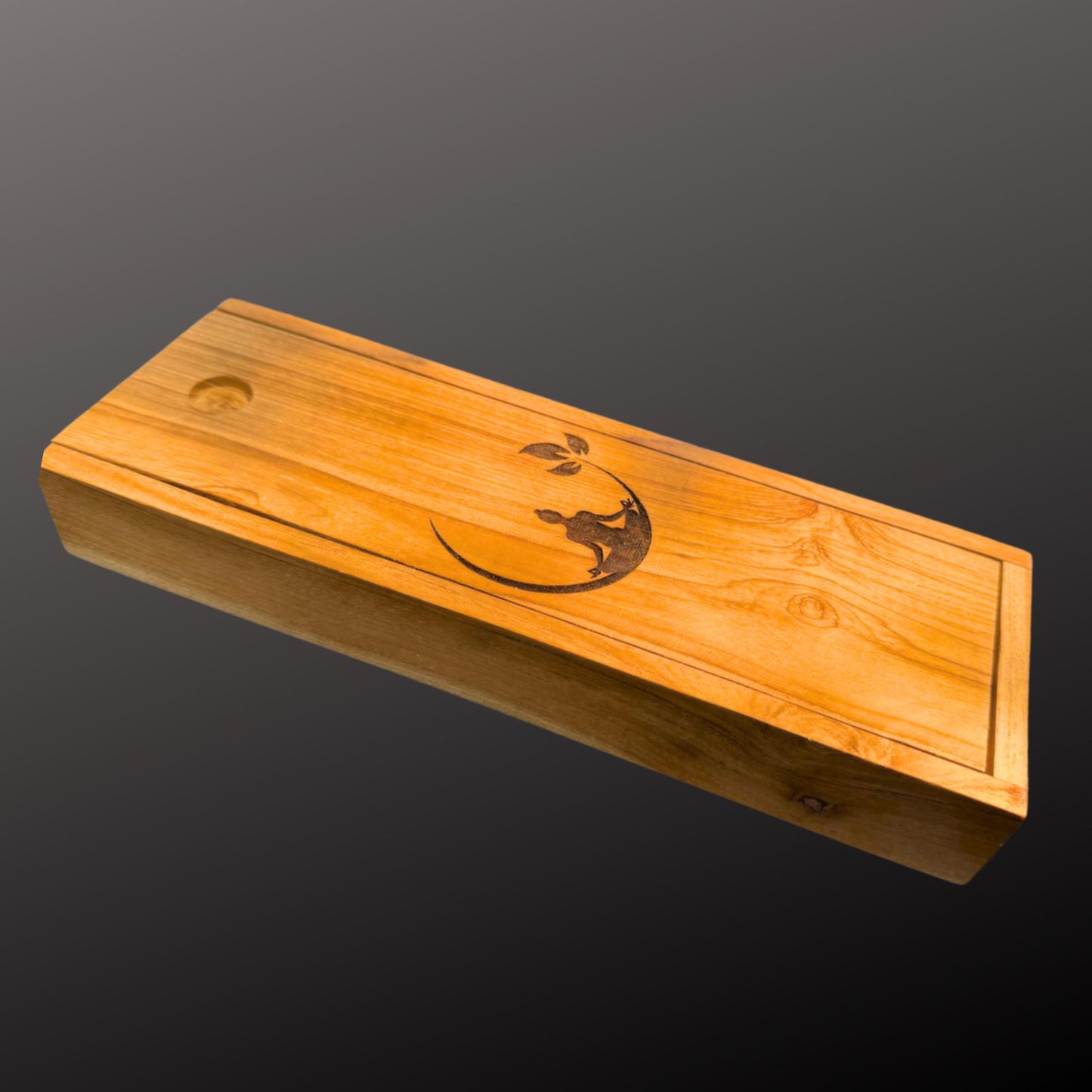 Teak Wood Incense Box with Ash Catcher: Balinese Mandala, Buddha, or Goddess