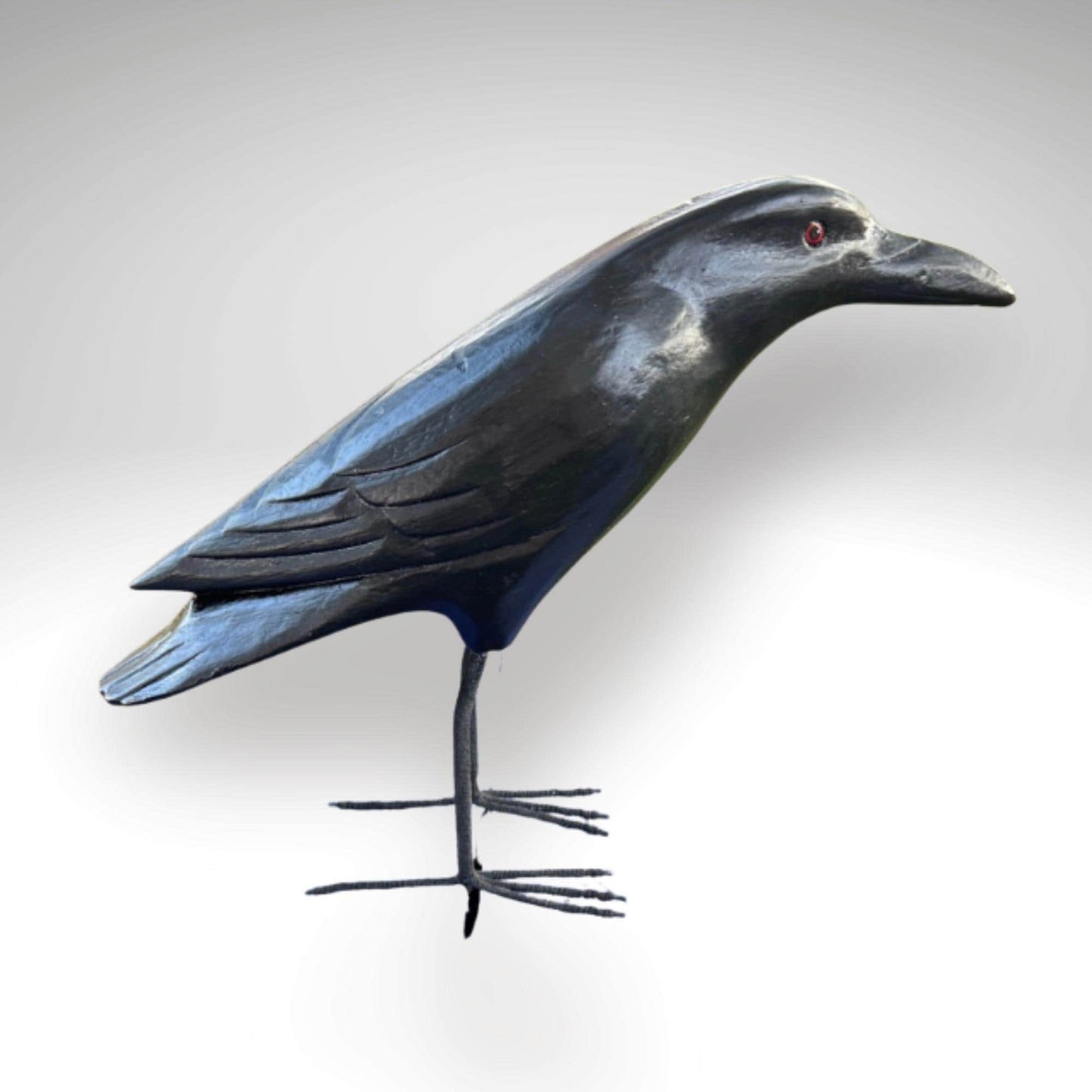 Hand Carved Wood Crow Sculpture: Gothic Raven Bird Statue, Bali Art
