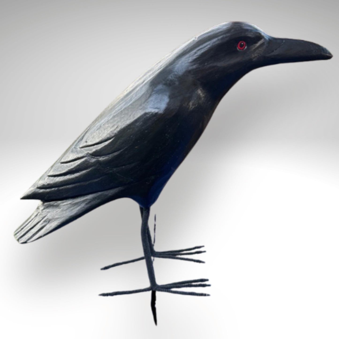 Hand Carved Wood Crow Sculpture: Gothic Raven Bird Statue, Bali Art