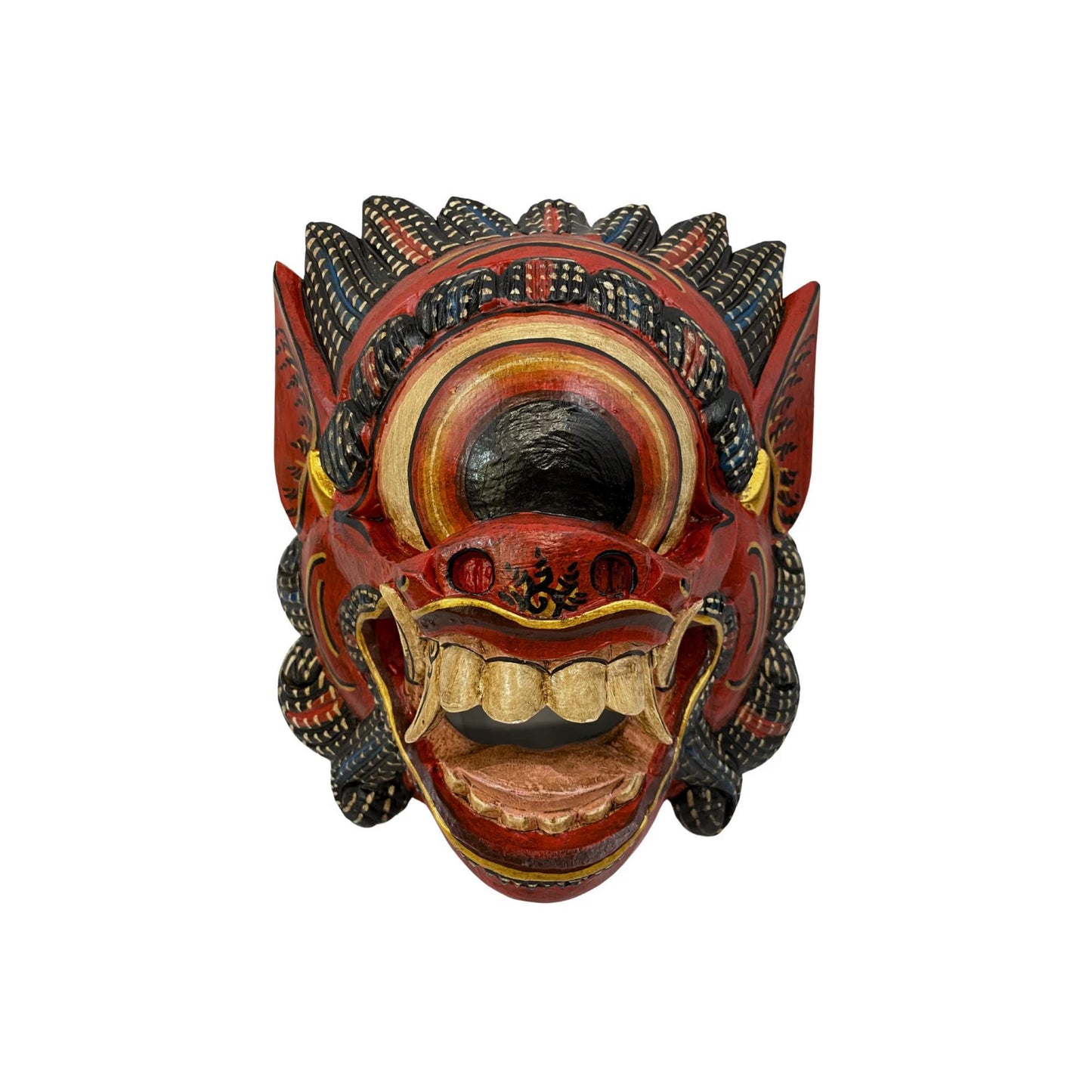 Balinese Cyclops Demon Mask, One Eyed Monster Rakshasa, Hand Carved Wood Bali Folk Art