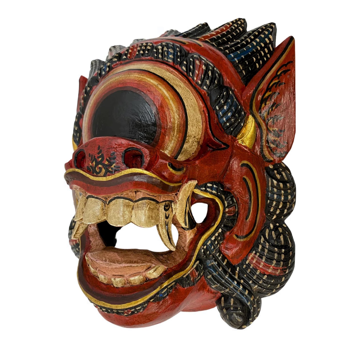 Balinese Cyclops Demon Mask, One Eyed Monster Rakshasa, Hand Carved Wood Bali Folk Art