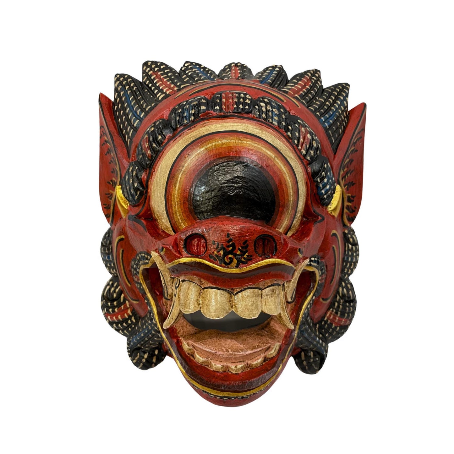 Balinese Cyclops Demon Mask, One Eyed Monster Rakshasa, Hand Carved Wood Bali Folk Art