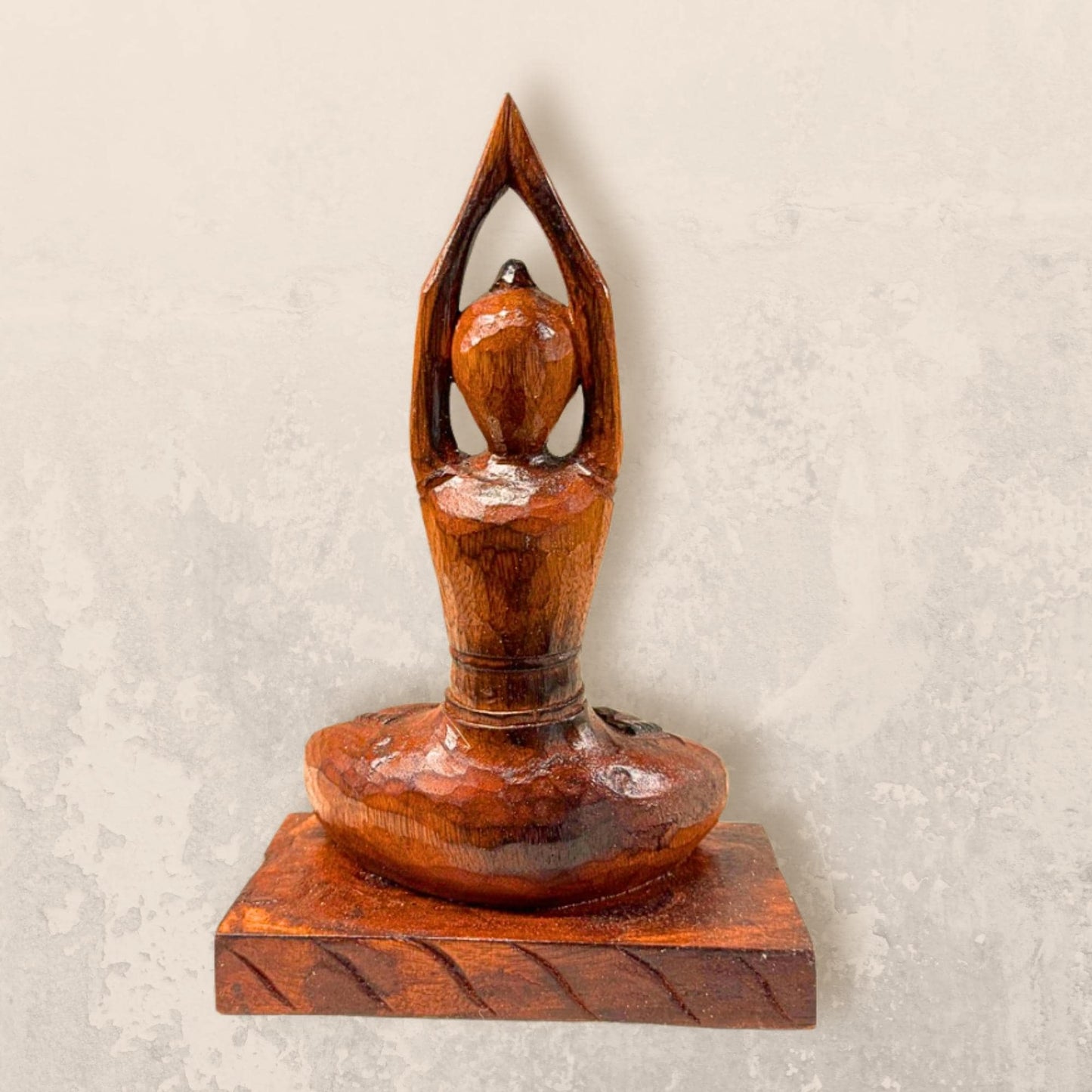 Yoga Pose Figure Asana Hand Carved Wood Statue Art Panel Sculpture Brown Balinese Art