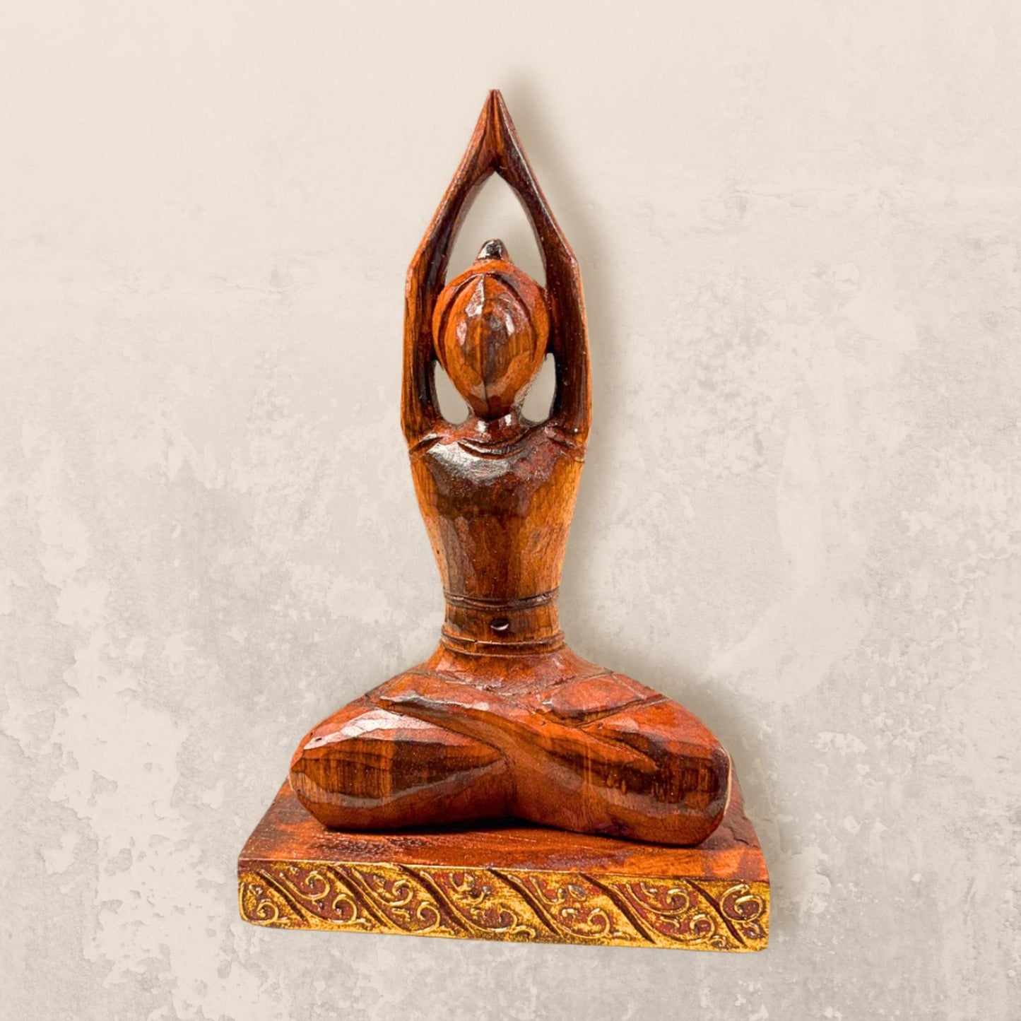 Yoga Pose Figure Asana Hand Carved Wood Statue Art Panel Sculpture Brown Balinese Art