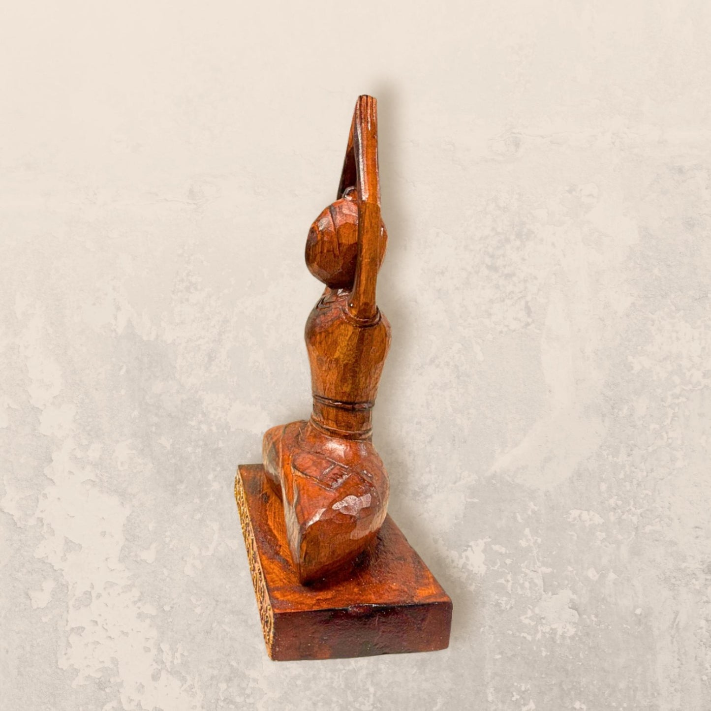 Yoga Pose Figure Asana Hand Carved Wood Statue Art Panel Sculpture Brown Balinese Art