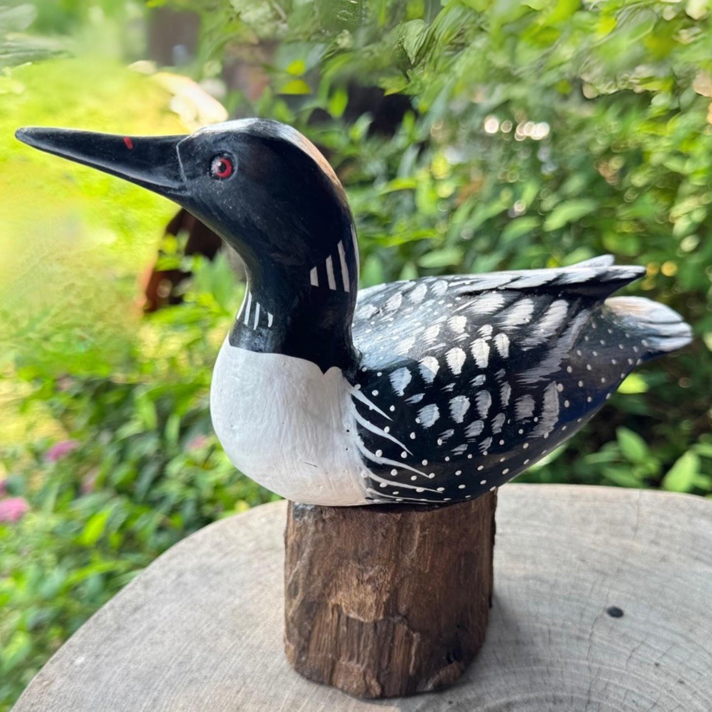 Hand Carved Wood Loon Sculpture: Water Fowl Wood Statue Shore bird wildlife art carving
