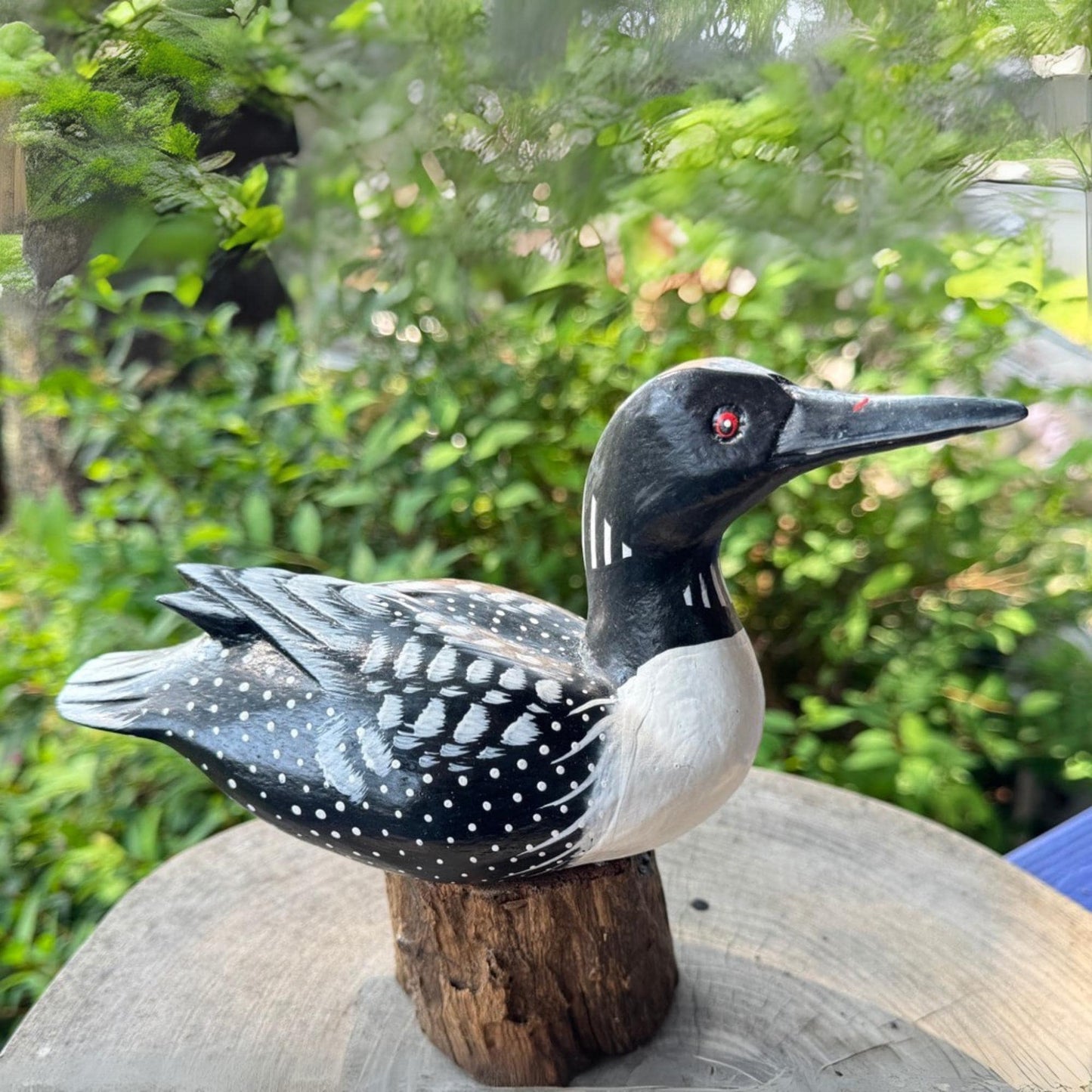 Hand Carved Wood Loon Sculpture: Water Fowl Wood Statue Shore bird wildlife art carving