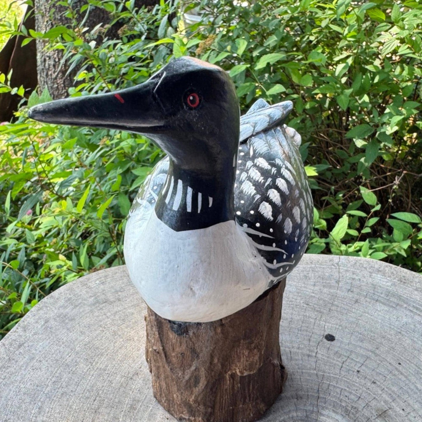 Hand Carved Wood Loon Sculpture: Water Fowl Wood Statue Shore bird wildlife art carving