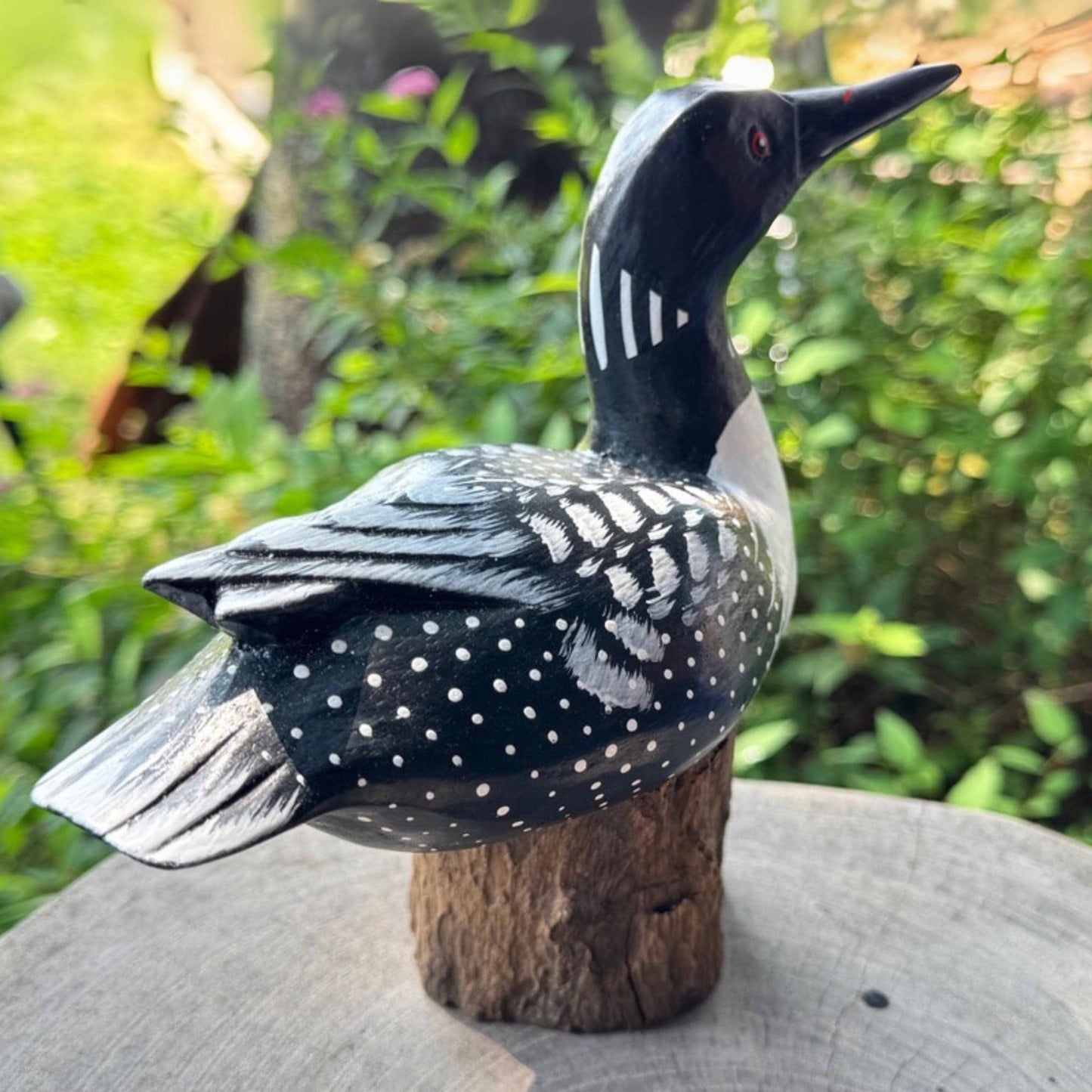 Hand Carved Wood Loon Sculpture: Water Fowl Wood Statue Shore bird wildlife art carving