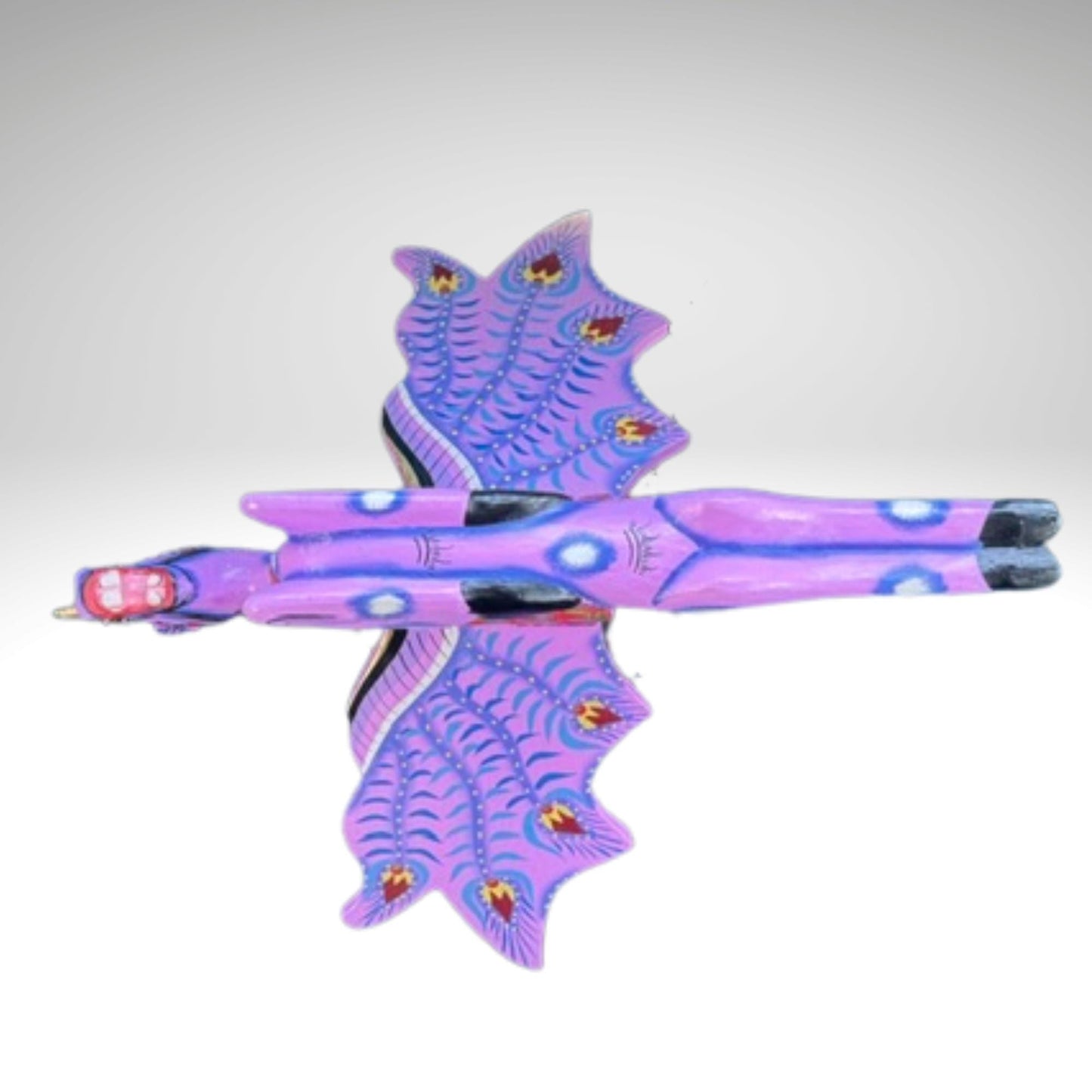 Hand Carved Balinese Unicorn Spirit chaser  Mobile: Purple Flying Horse Wood Carving