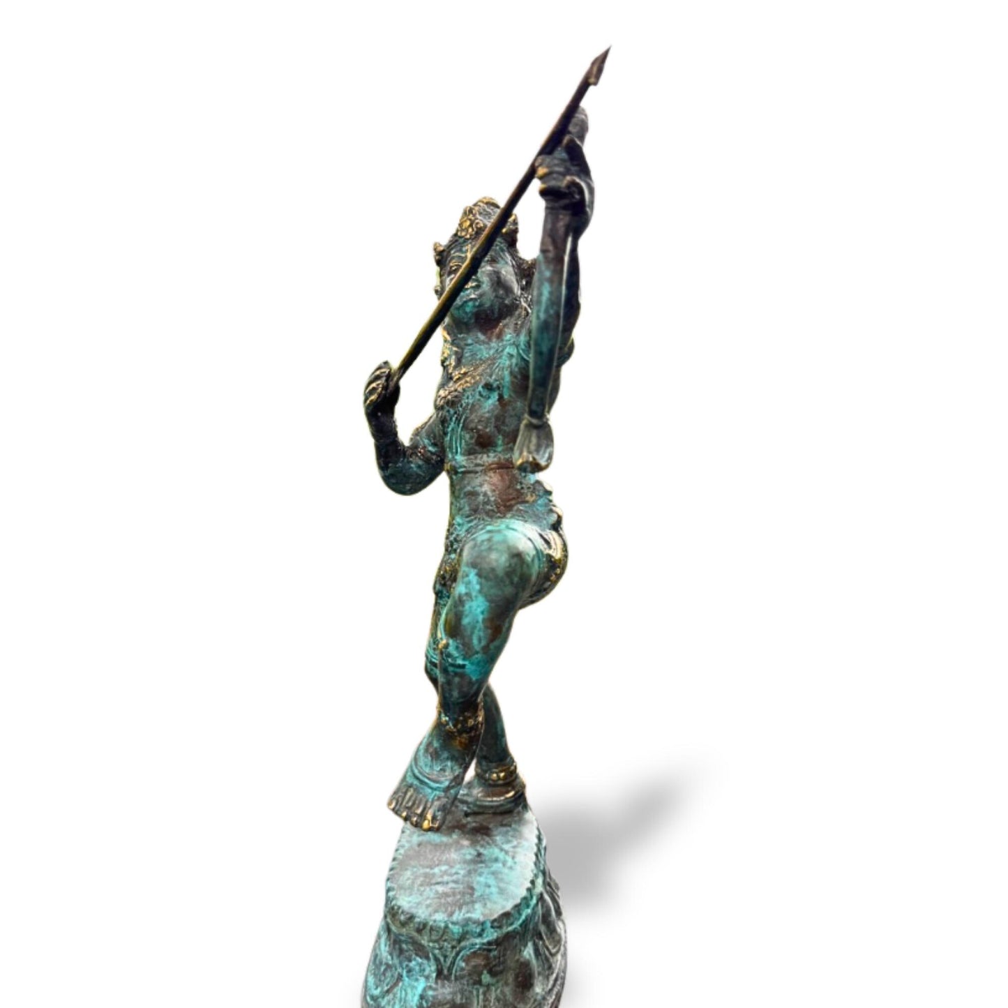 Bronze Arjuna the archer with Bow Sculpture Mahabharata, Balinese Hindu art Lost Wax Bronze stue