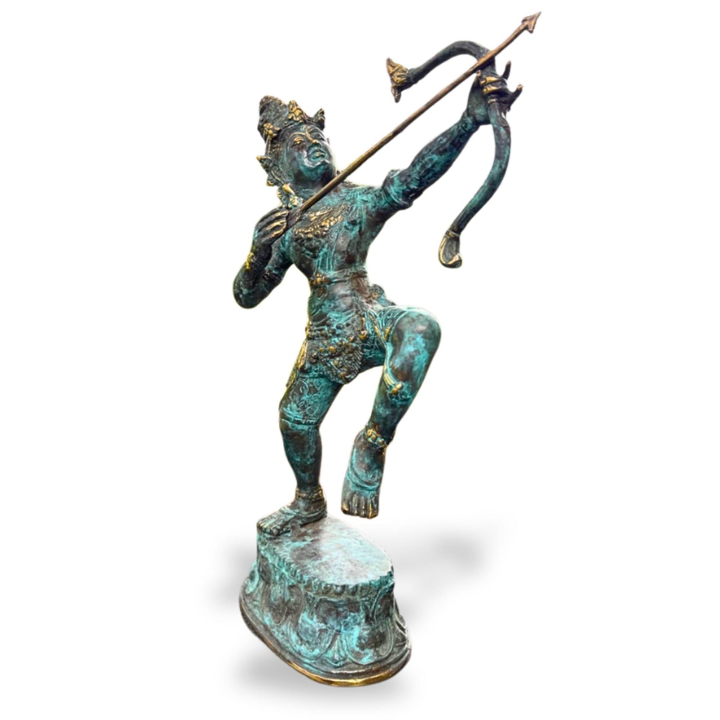 Bronze Arjuna the archer with Bow Sculpture Mahabharata, Balinese Hindu art Lost Wax Bronze stue