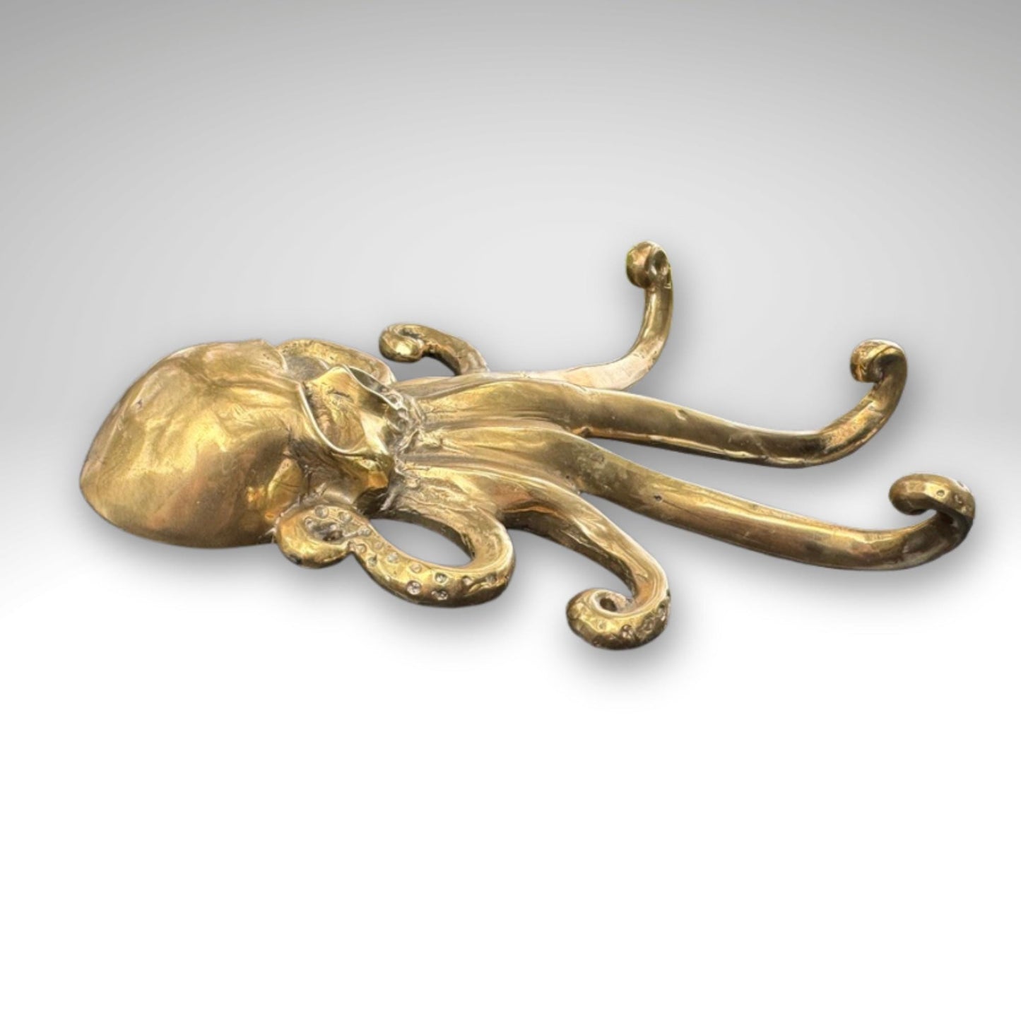 Bronze Octopus Skull Wall Hook: Nautical Pirate Decor, Handmade Bali Art