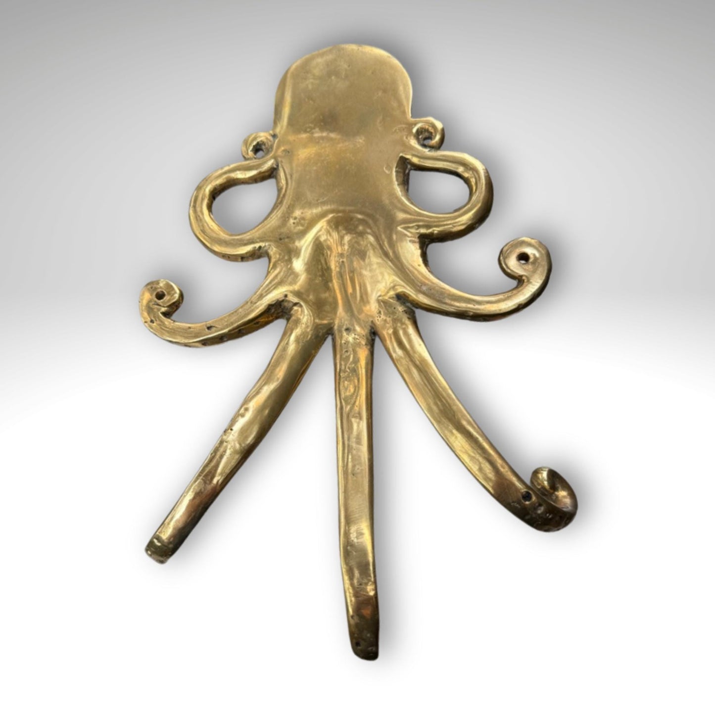 Bronze Octopus Skull Wall Hook: Nautical Pirate Decor, Handmade Bali Art