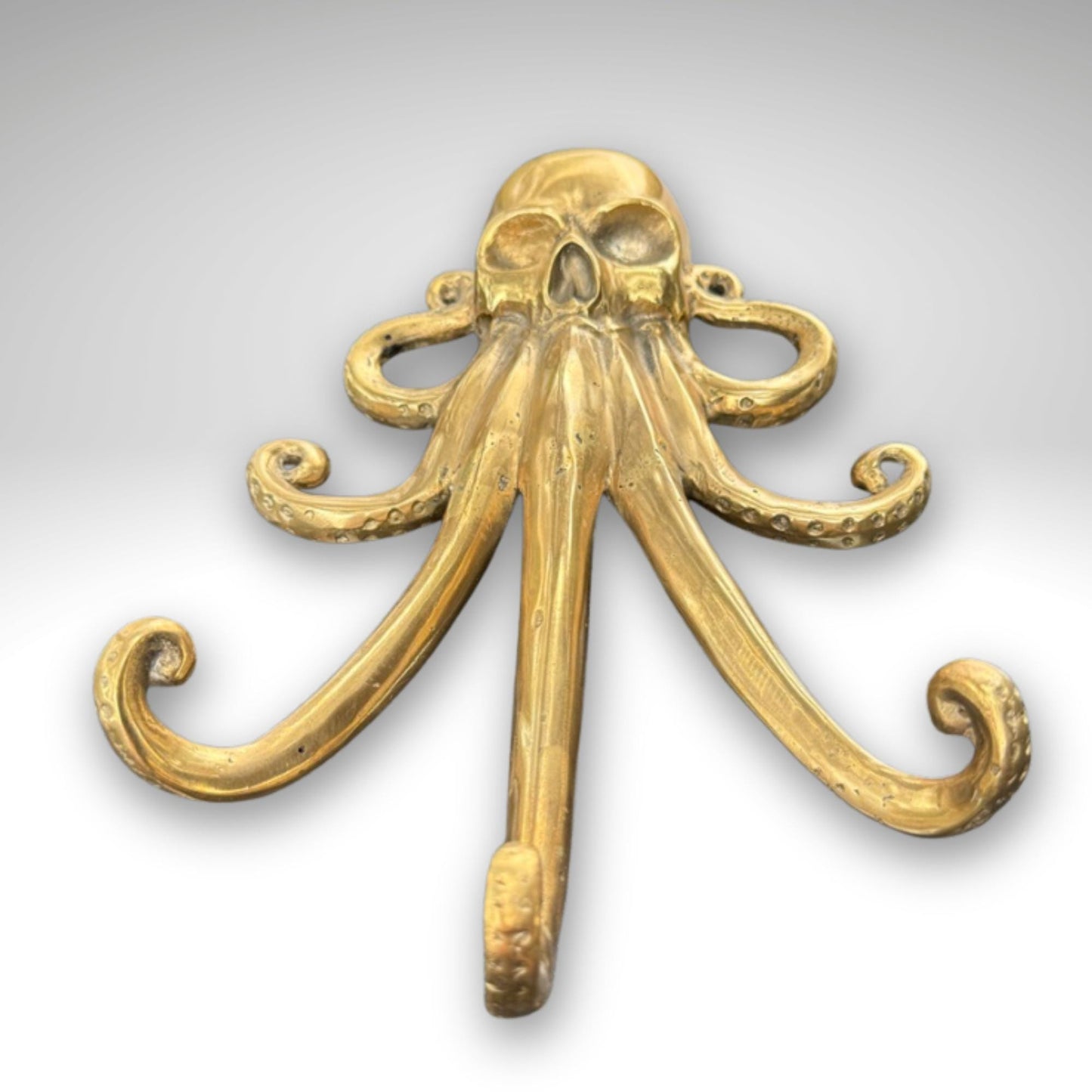 Bronze Octopus Skull Wall Hook: Nautical Pirate Decor, Handmade Bali Art