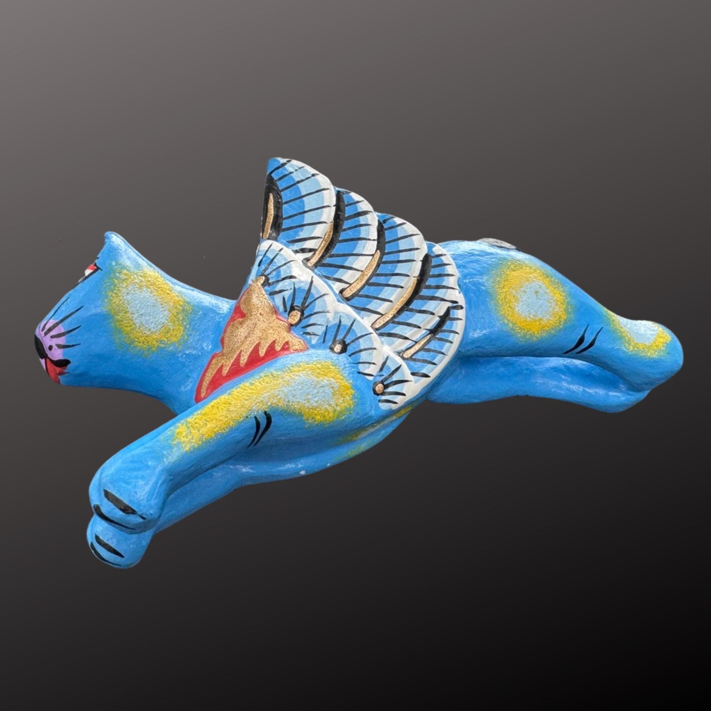 Balinese Flying Cat Ornament Set, Spiritchaser, Hand Carved Wood Bali Folk Art