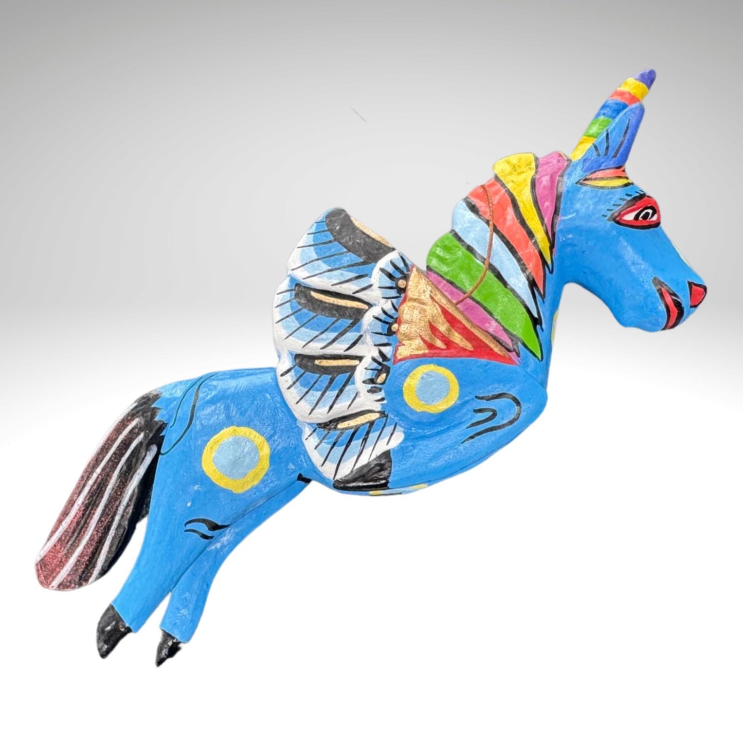 Balinese Unicorn Spirit Chaser Ornament Set: Hand Carved Wood  Flying Horse Mobile
