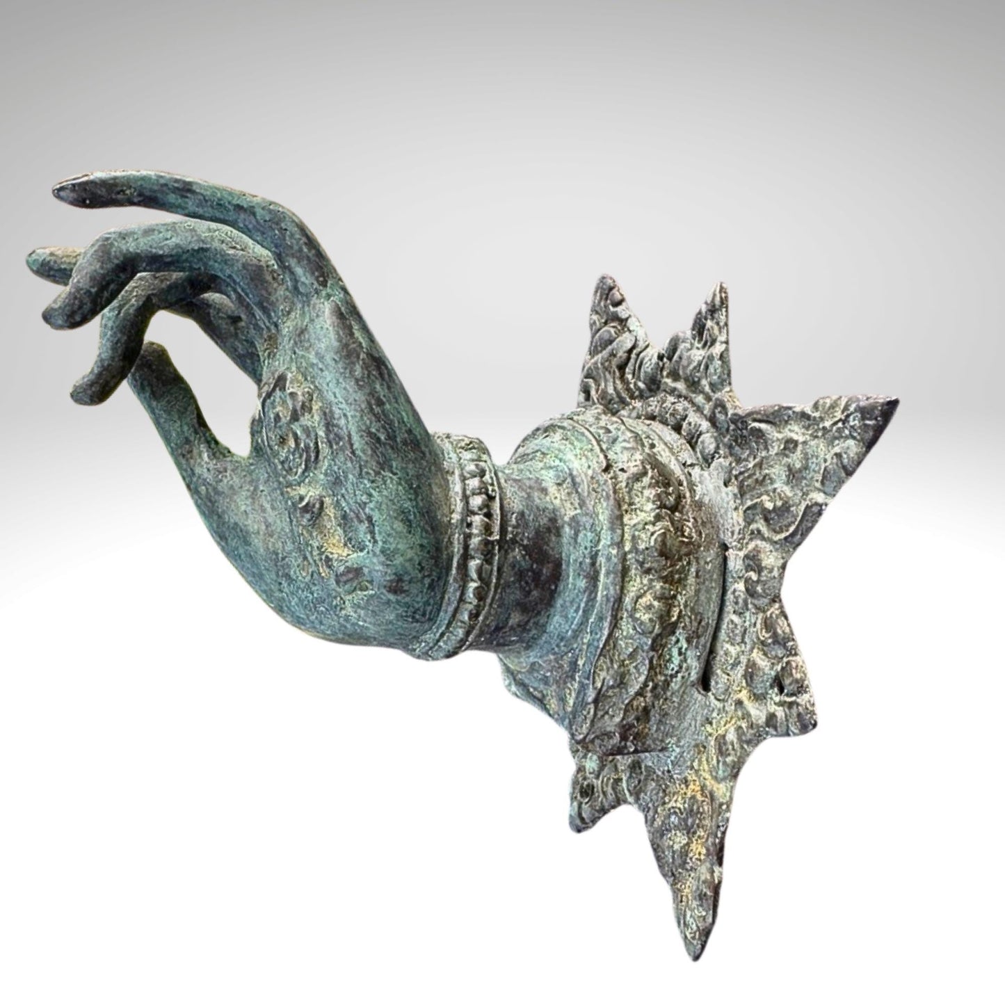 Buddha Abhaya Mudra Handle door pull Knob Hook Verdigris  Bronze Balinese Art