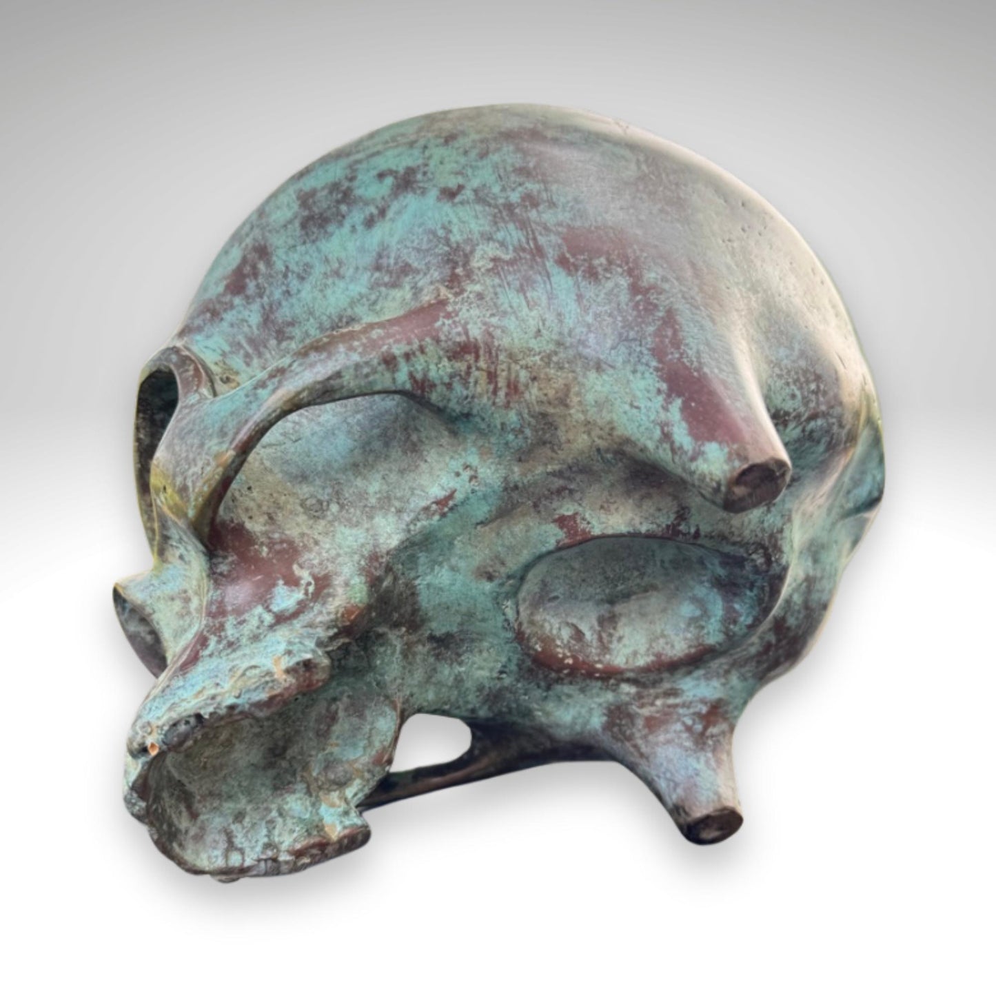 Bronze Skull Offering Bowl: Verdigris Finish, Gothic Home Decor