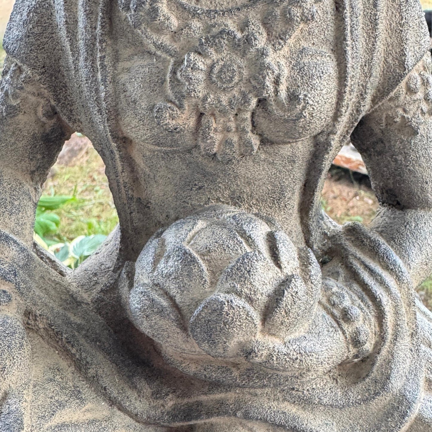 Handcrafted Lava Stone Lakshmi Statue: Balinese Garden Decor